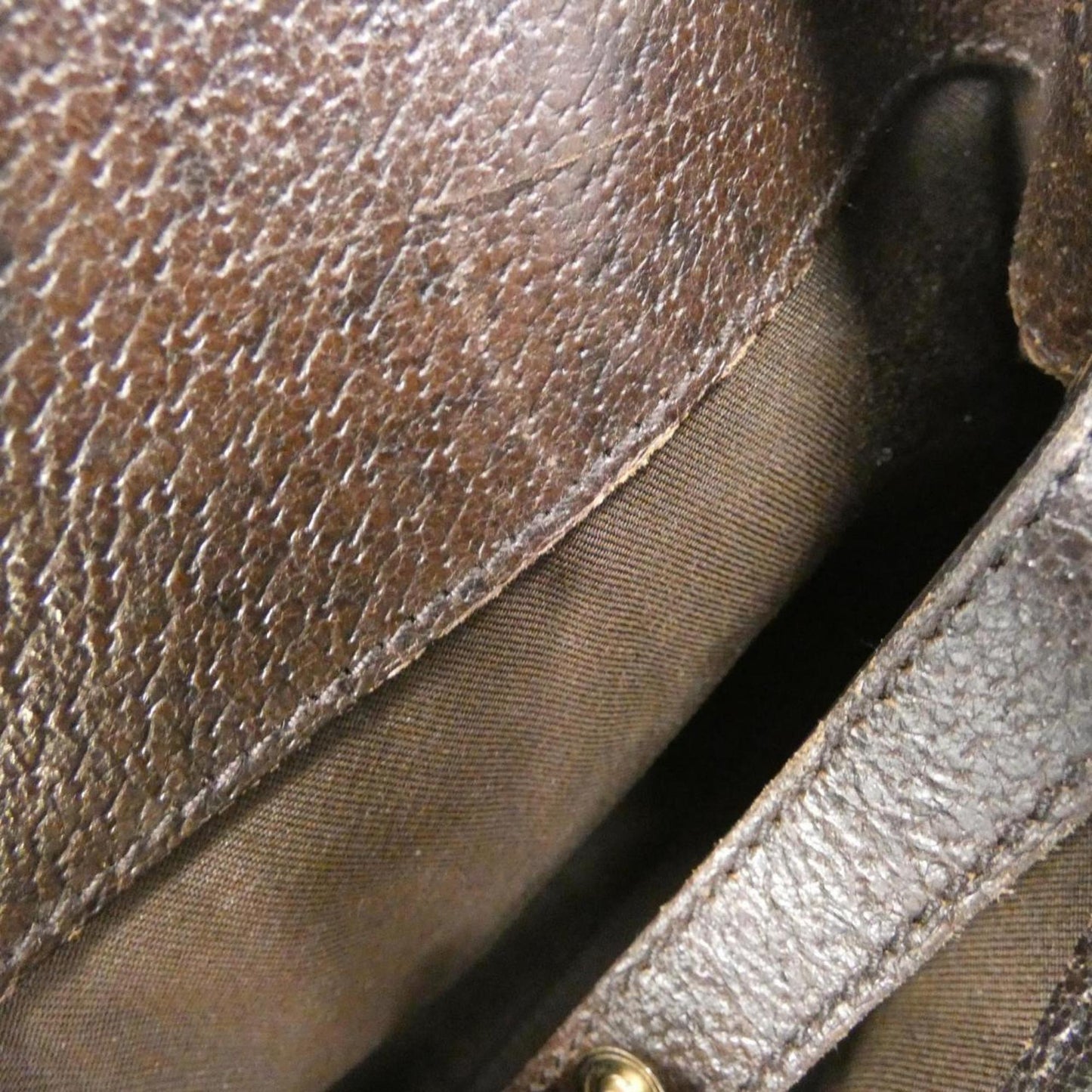 Gucci Blue Brown Gold Leather Shoulder Bag