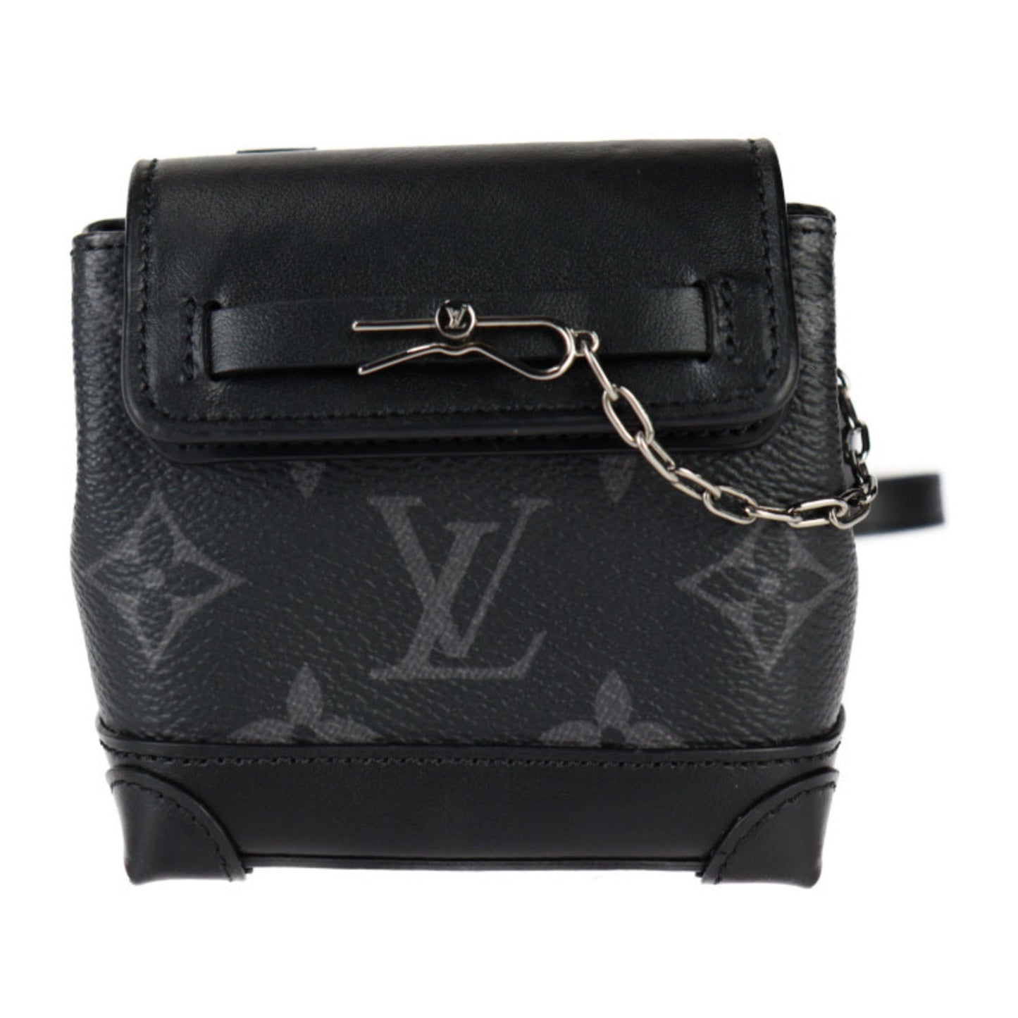 Louis Vuitton Black Gray Pvc Leather Pochette Shoulder Bag
