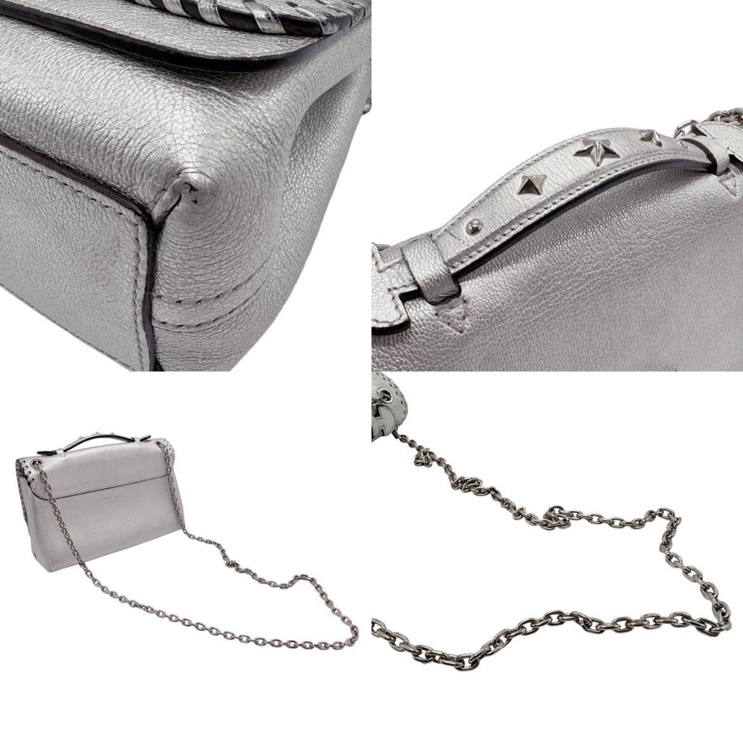 Louis Vuitton Silver Leather Handbag Shoulder Bag
