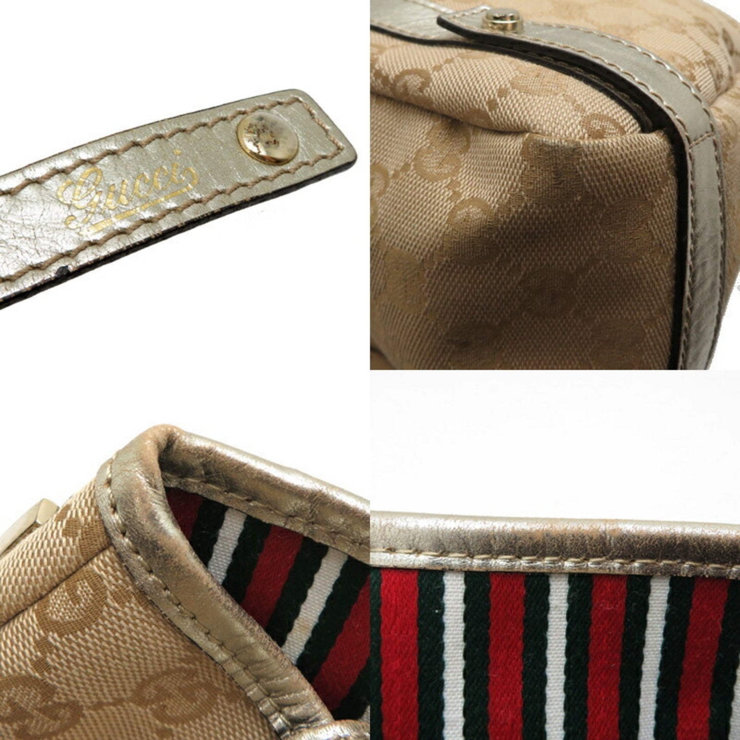 Gucci Abbey Beige Gg Canvas Leather Tote Bag