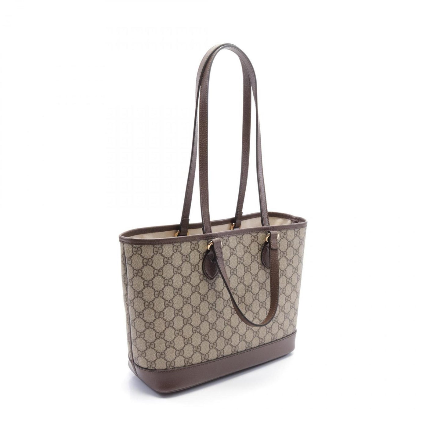 Gucci Beige Brown Pvc Coated Canvas Leather Tote Bag