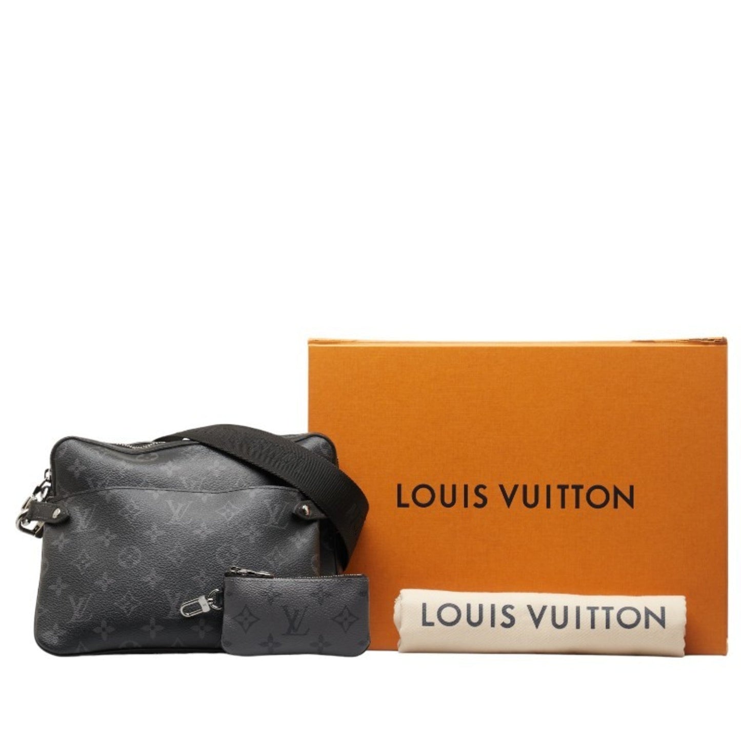 Louis Vuitton Monogram Eclipse Black Gray Pvc Leather Pouch Shoulder Bag