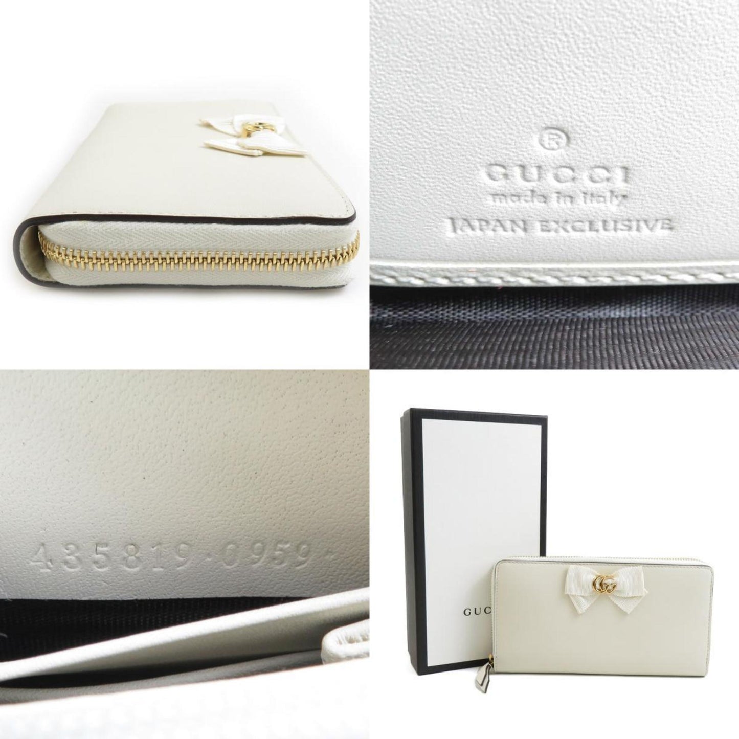 Gucci White Leather Long Wallet (Bi-Fold)