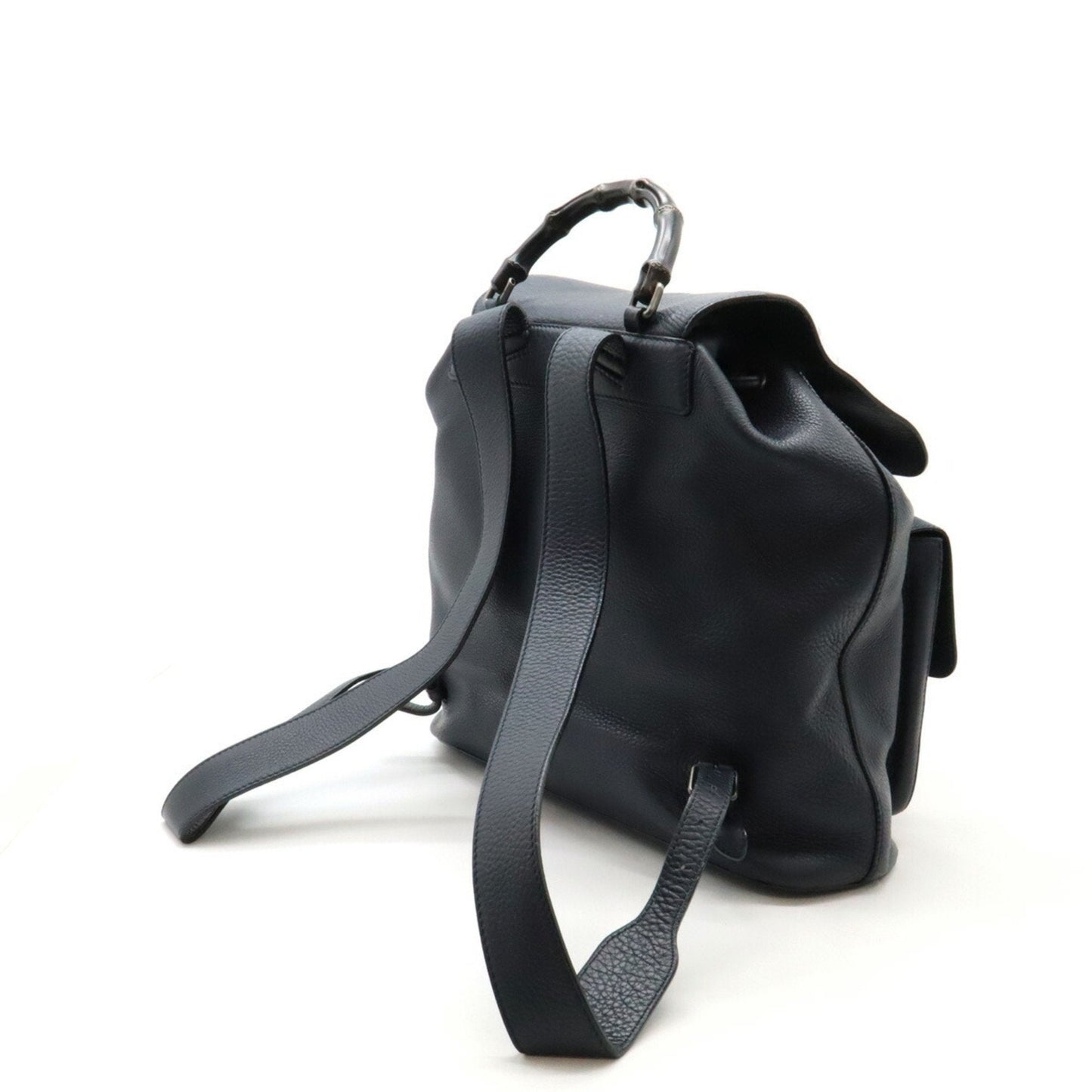 Gucci Navy Bamboo Leather Backpack