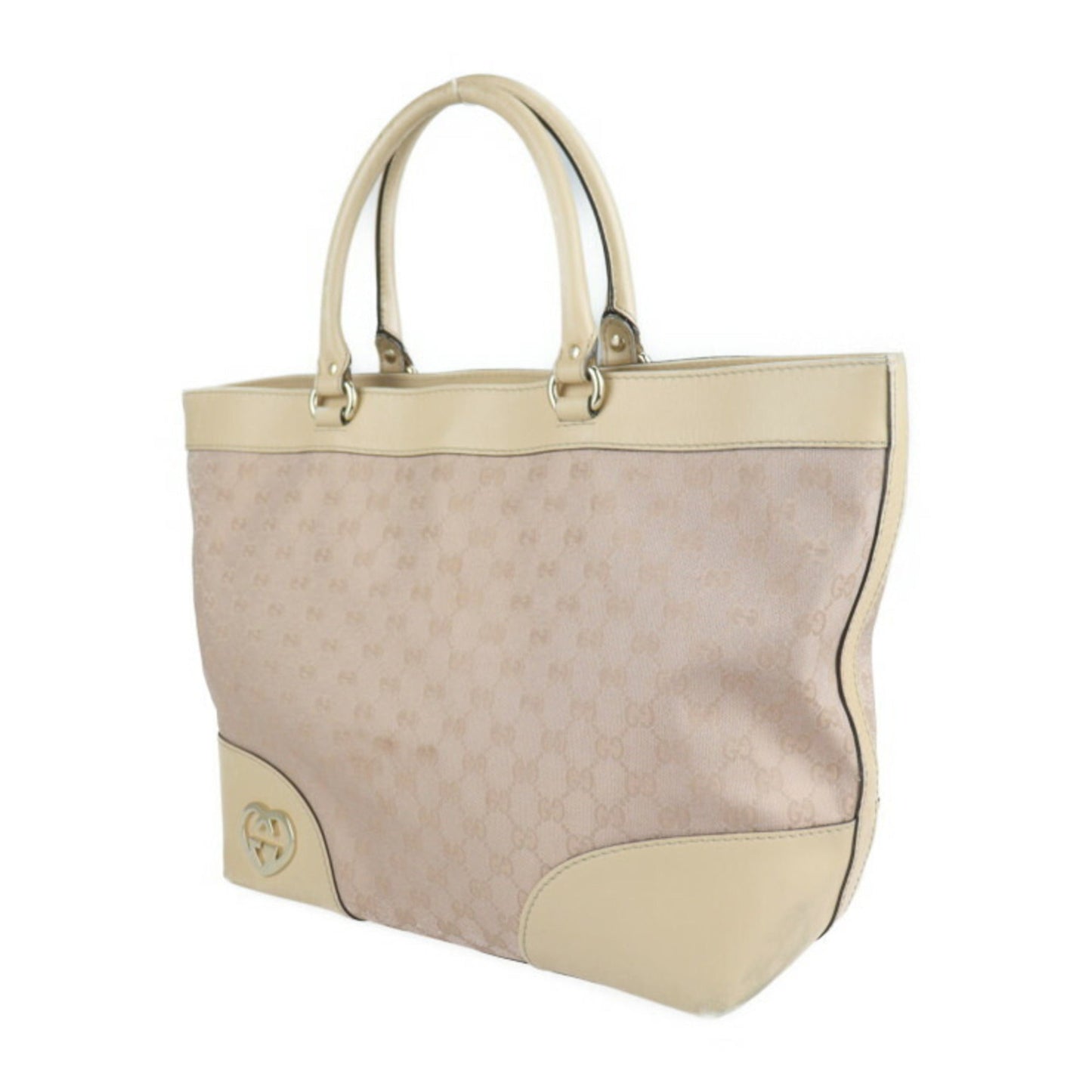 Gucci Gg Canvas Beige Pink Gg Canvas Leather Handbag