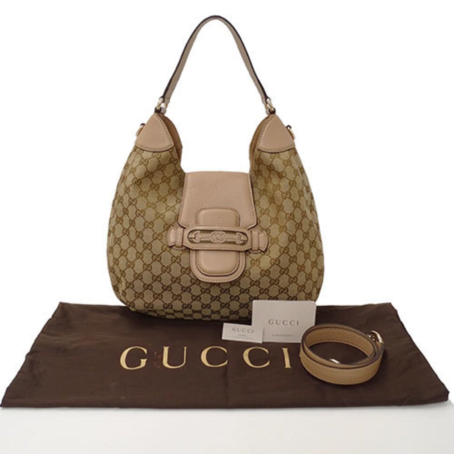 Gucci Beige Pink Gg Canvas Leather Handbag Shoulder Bag