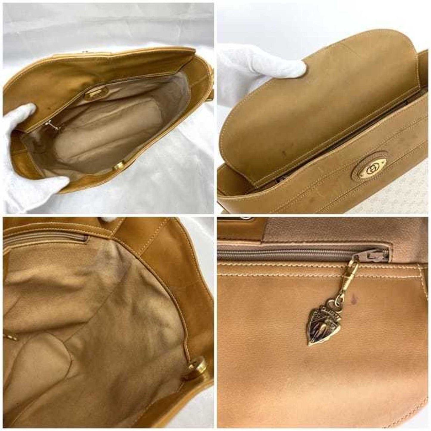 Gucci Beige Brown Pvc Leather Shoulder Bag