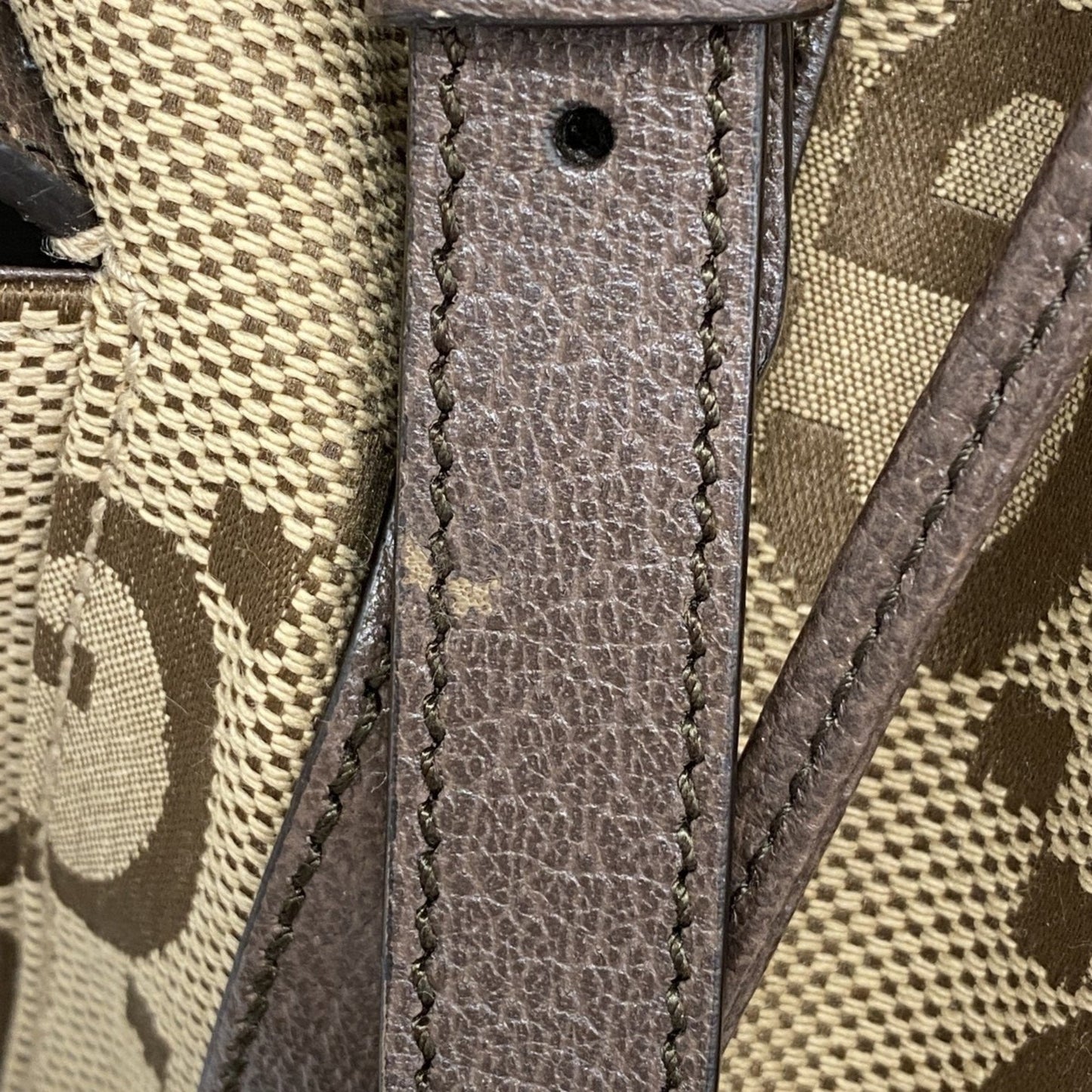 Gucci Brown Canvas Leather Backpack