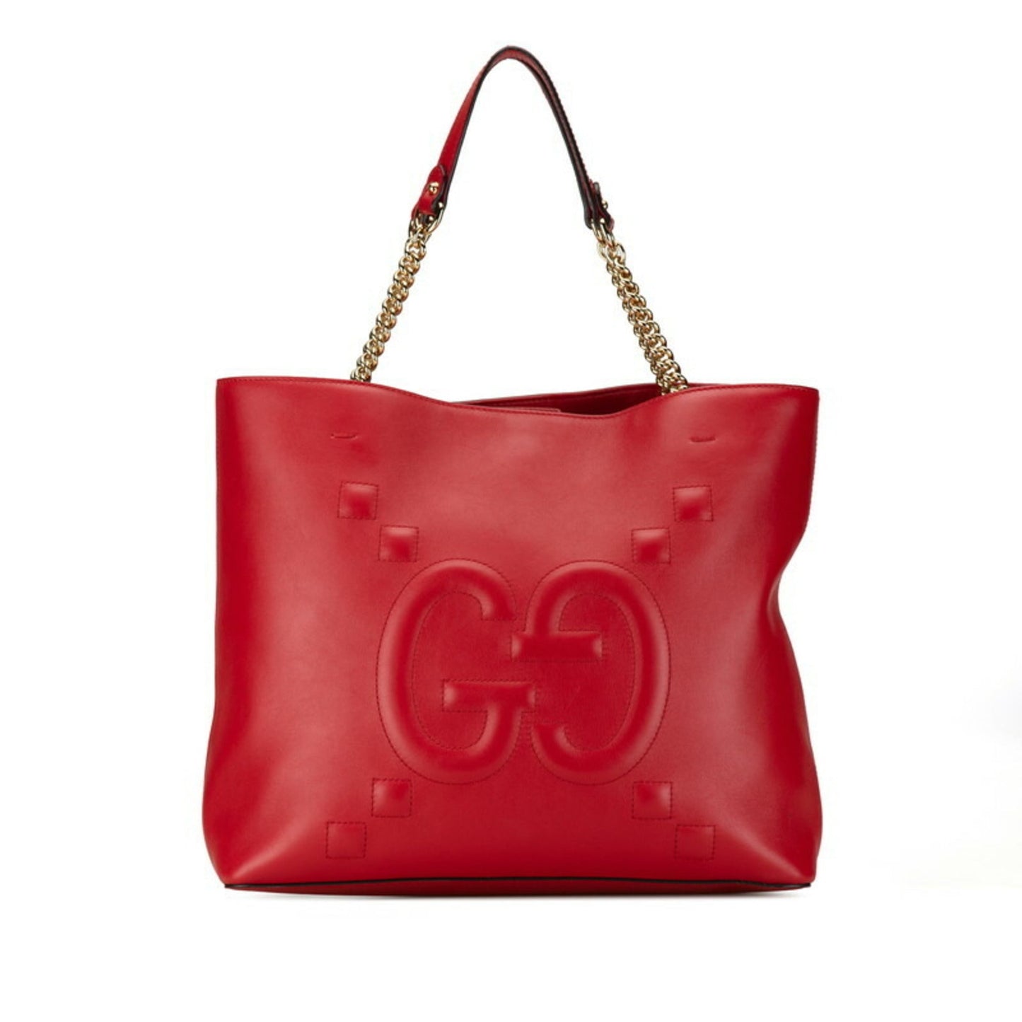 Gucci Red Color Leather Handbag Shoulder Bag Tote Bag