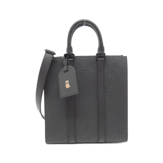 Louis Vuitton Black Leather Handbag Shoulder Bag ()