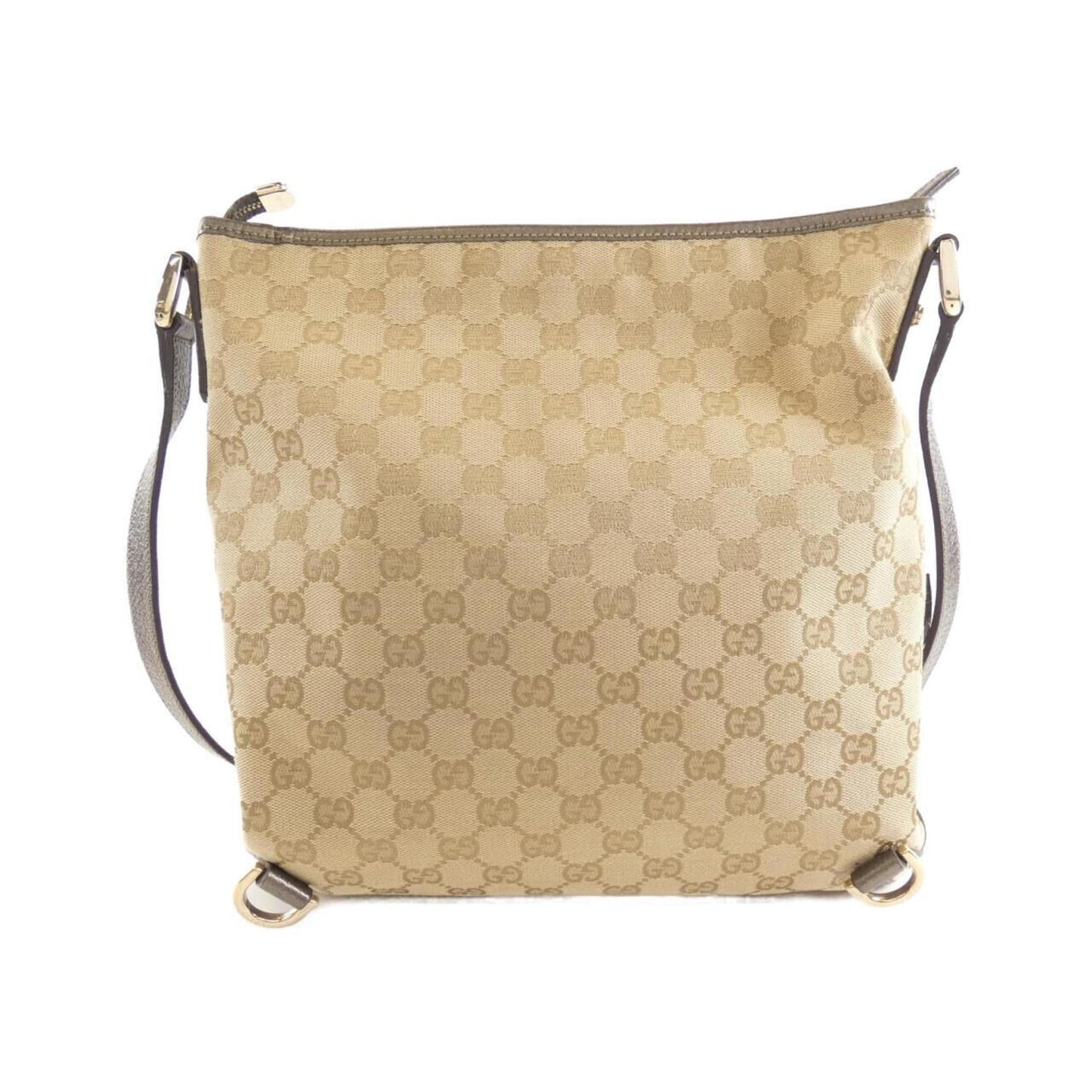Gucci Beige Khaki Gg Canvas Leather Shoulder Bag