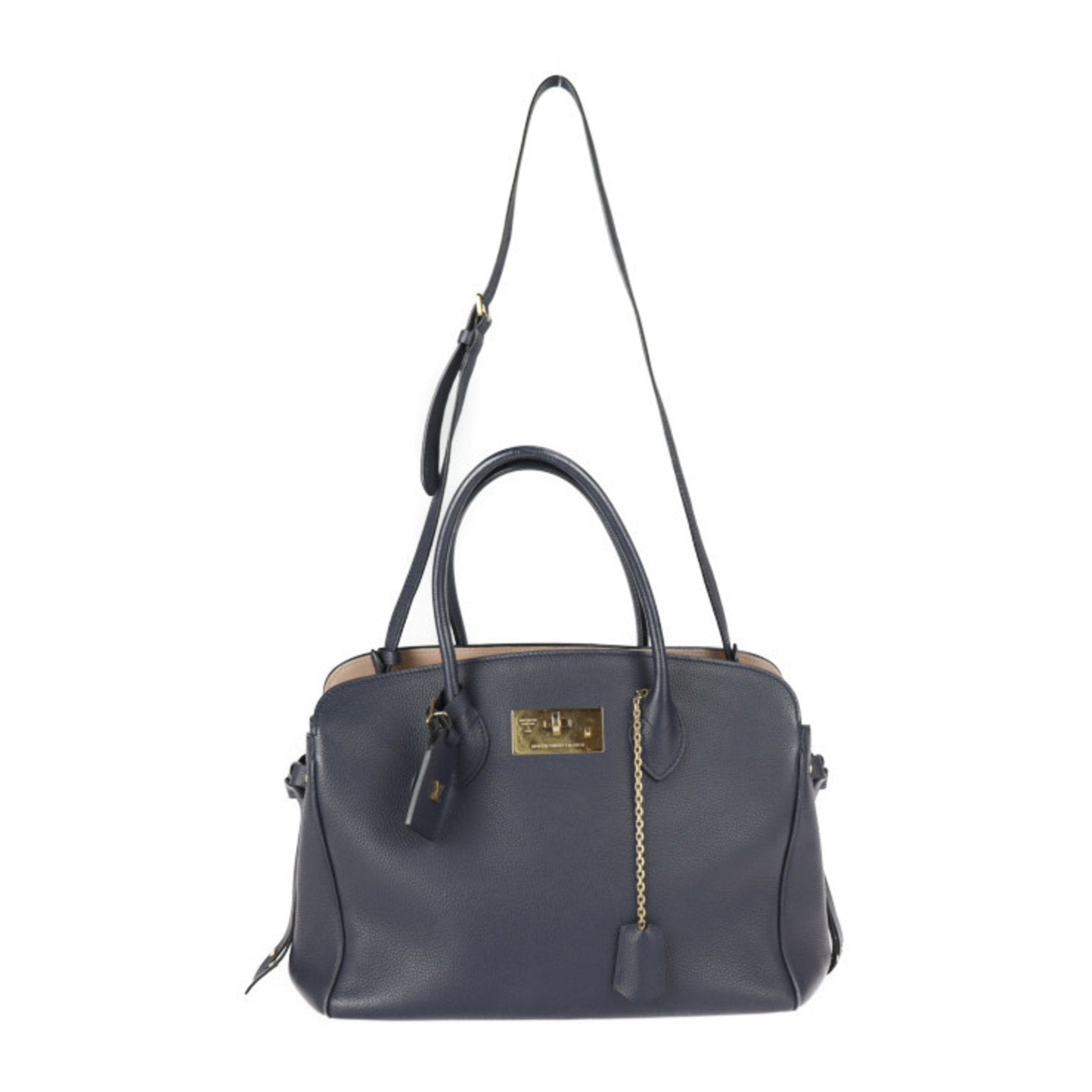 Louis Vuitton Navy Blue Leather Handbag Shoulder Bag ()