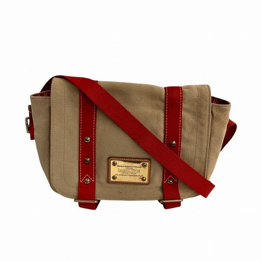 Louis Vuitton Beige Red Color Canvas Shoulder Bag ()