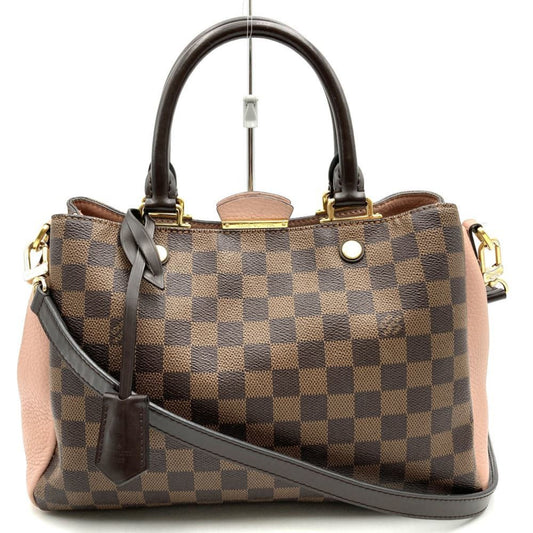 Louis Vuitton Brown Damier Canvas Leather Handbag Shoulder Bag ()