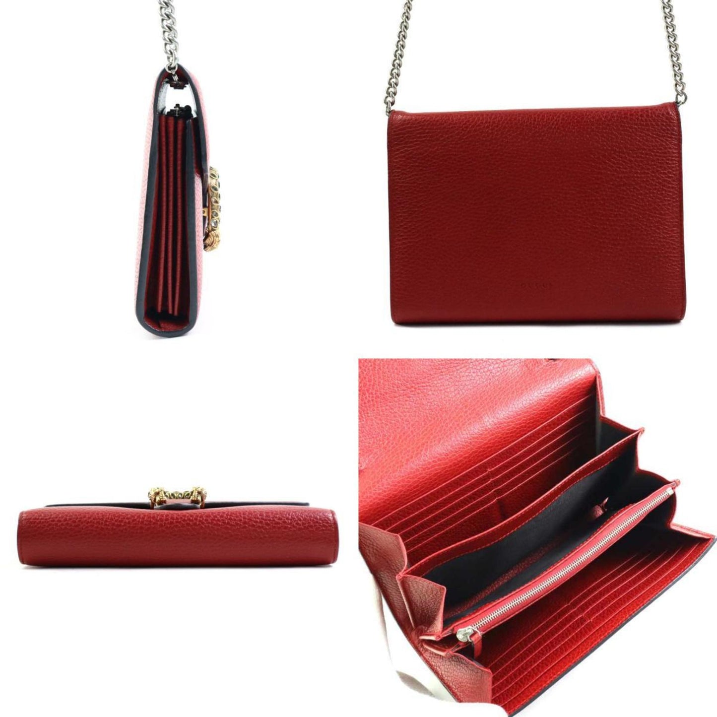 Gucci Dark Red Leather Chain/Shoulder Wallet