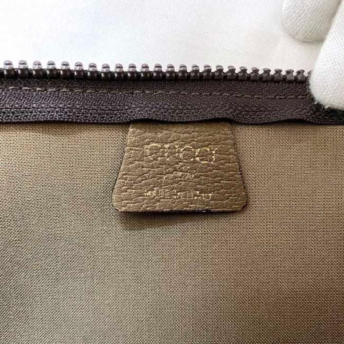 Gucci Gg Plus Beige Gray Pvc Leather Clutch Bag