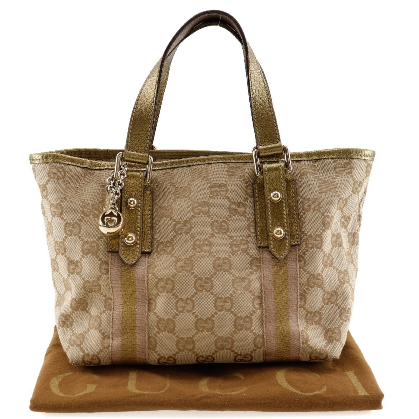 Gucci Brown Gg Canvas Leather Handbag
