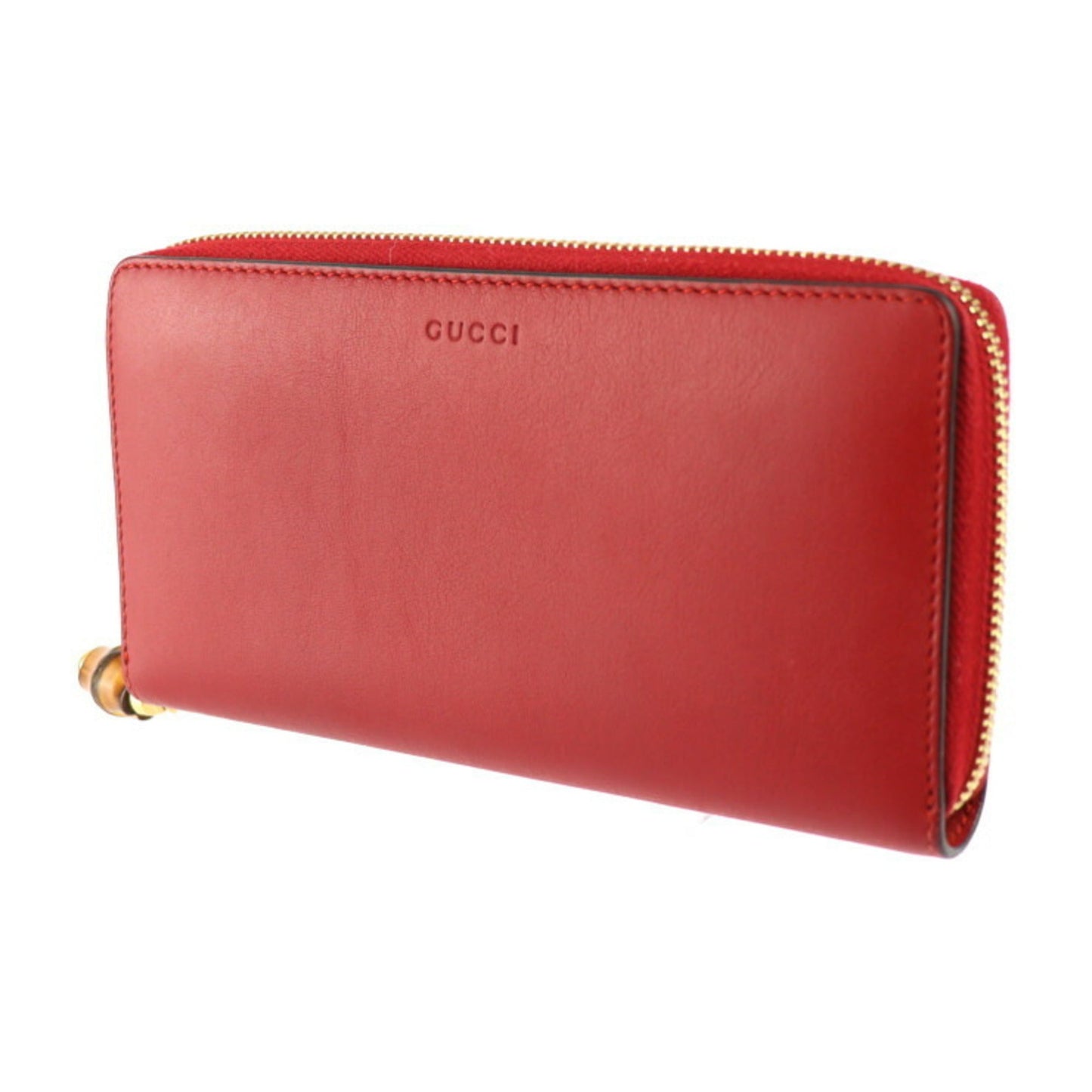Gucci Red Color Leather Long Wallet (Bi-Fold)