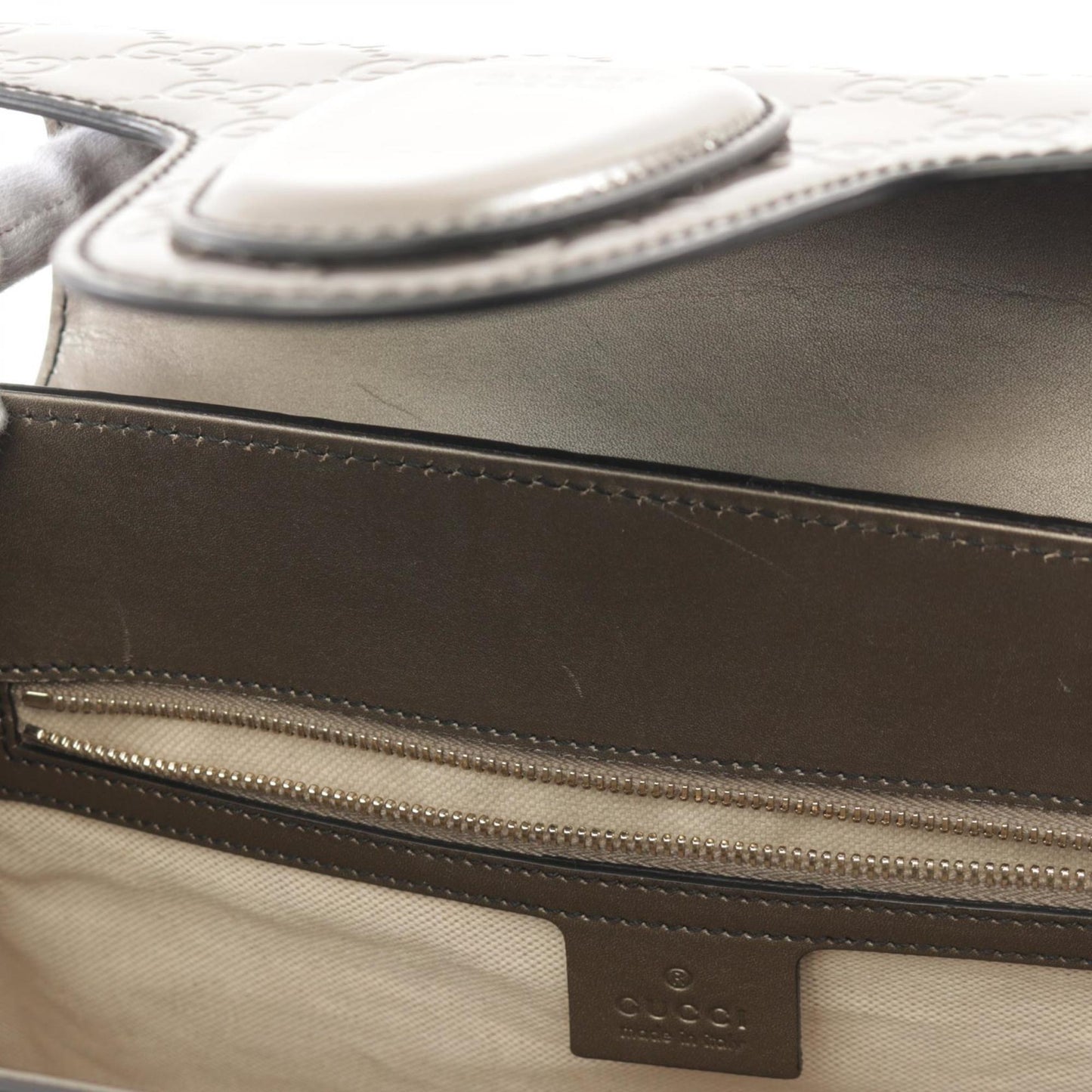 Gucci Silver Patent Leather Shoulder Bag