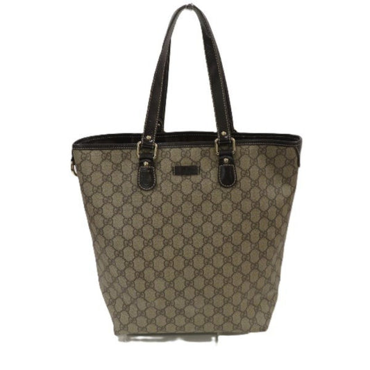 Gucci Beige Dark Brown Pvc Leather Handbag Tote Bag ()