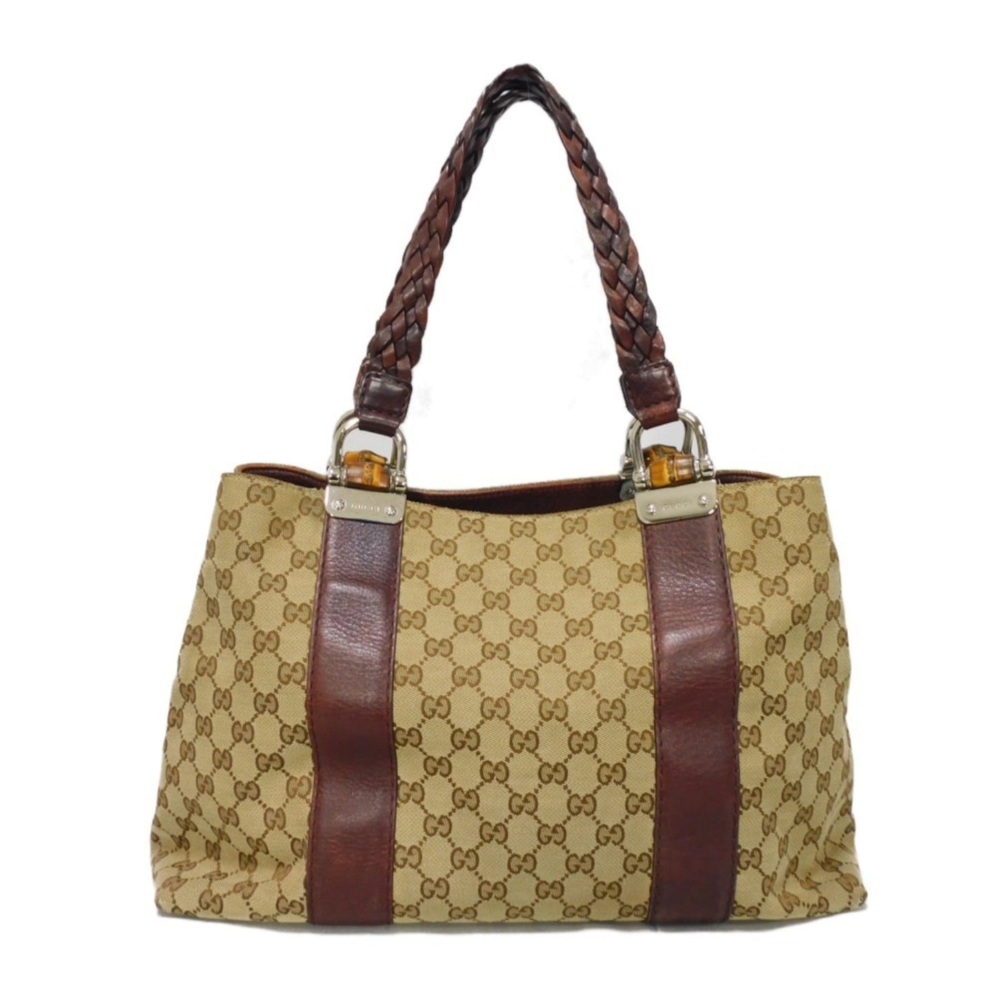 Gucci Beige Brown Gg Canvas Handbag Tote Bag