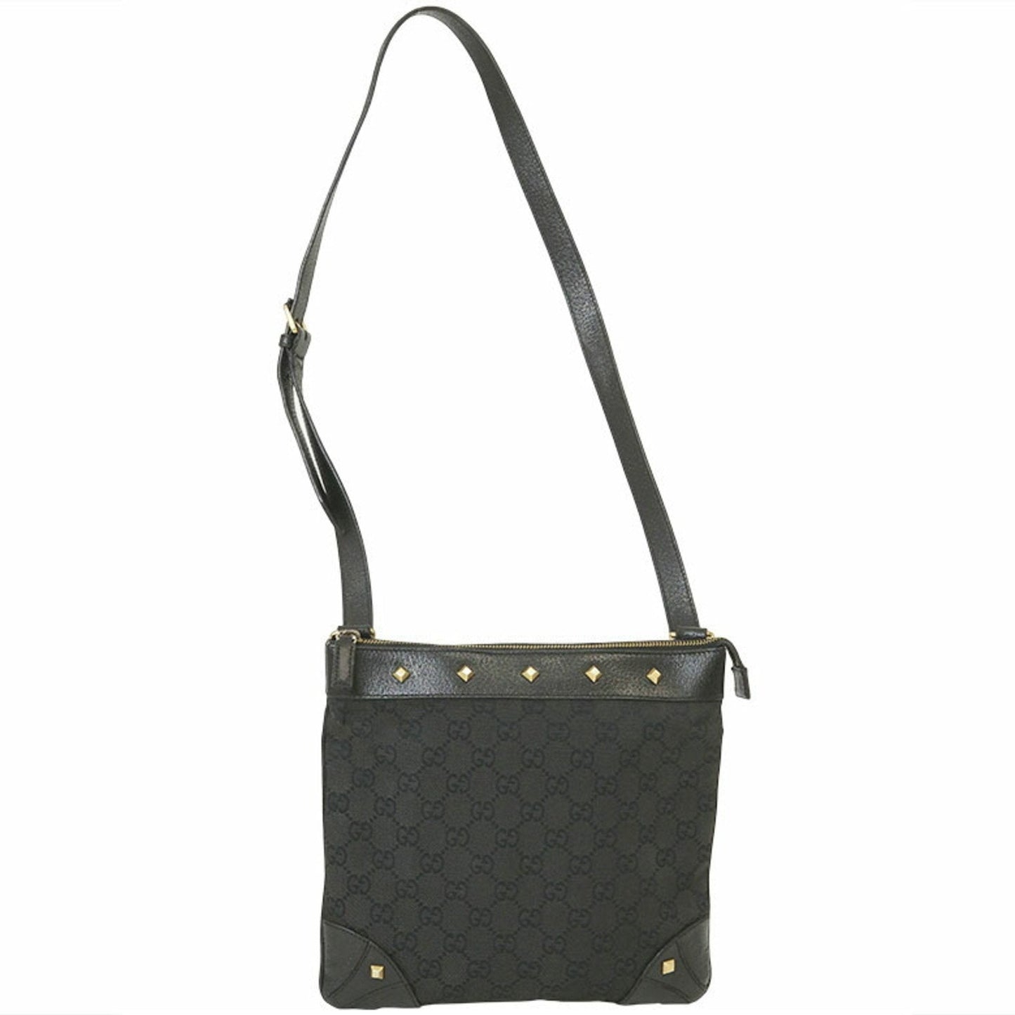 Gucci Gg Canvas Black Canvas Leather Shoulder Bag