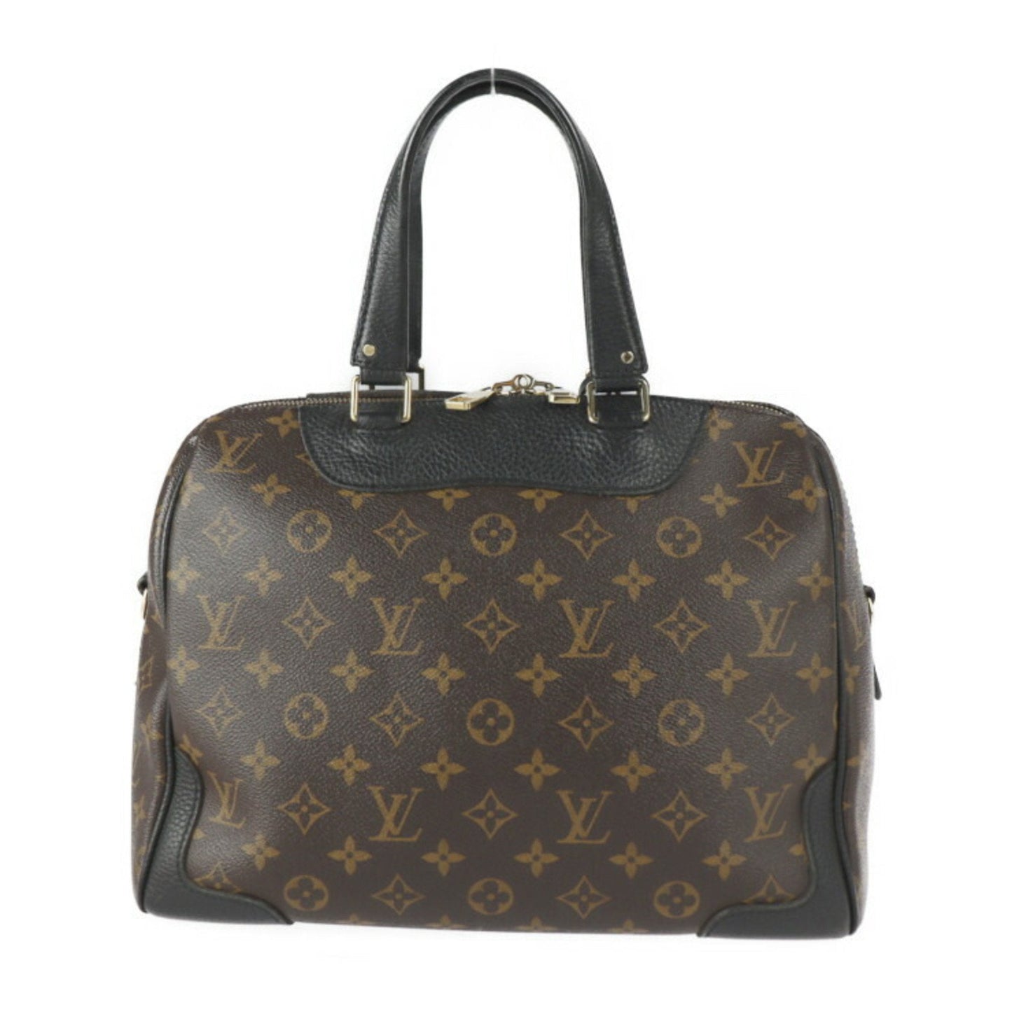 Louis Vuitton Black Brown Monogram Monogram Leather Boston Bag Handbag Shoulder Bag Tote Bag