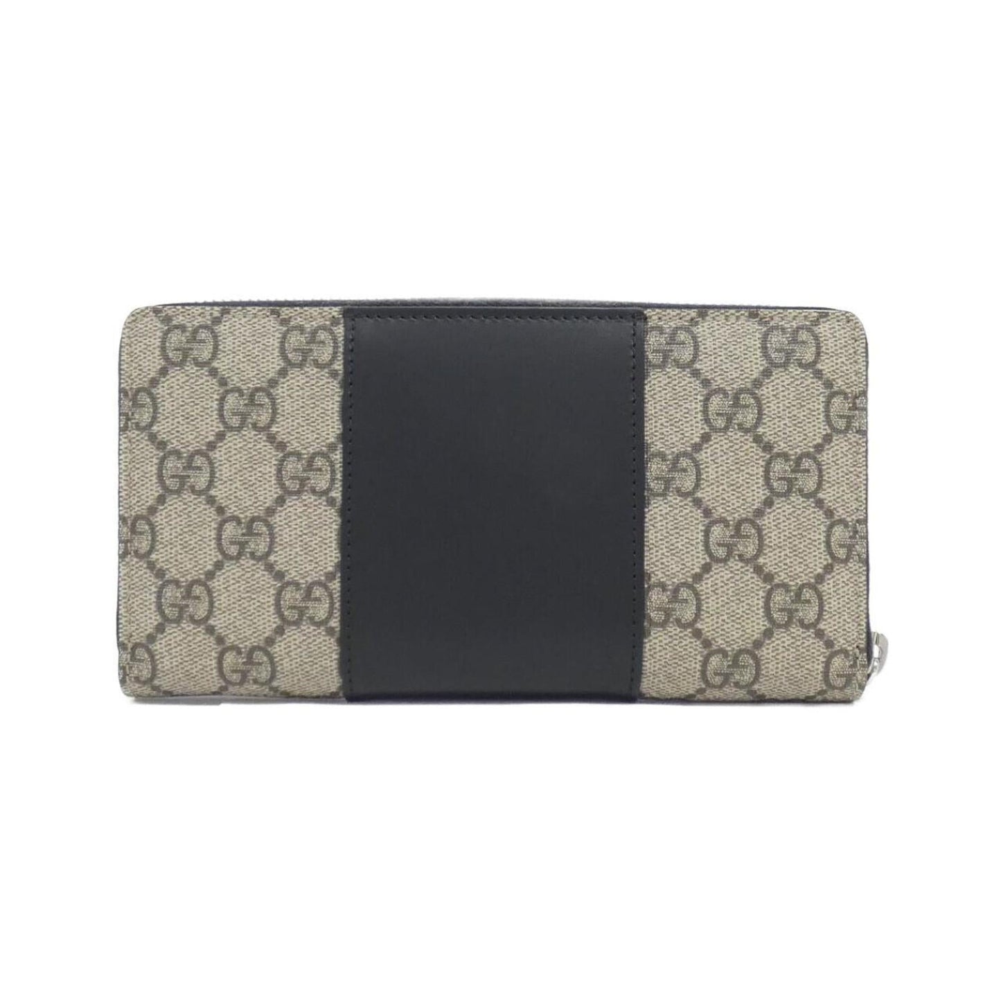 Gucci Beige Black Gg Supreme Leather Long Wallet (Bi-Fold)