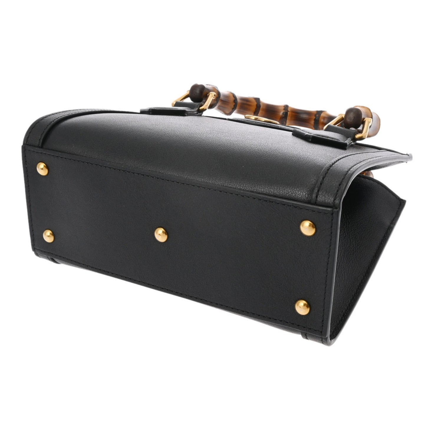 Gucci Black Yellow Leather Handbag Tote Bag