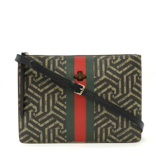 Gucci Beige Black Green Khaki Red Color Gg Supreme Clutch Bag Shoulder Bag ()
