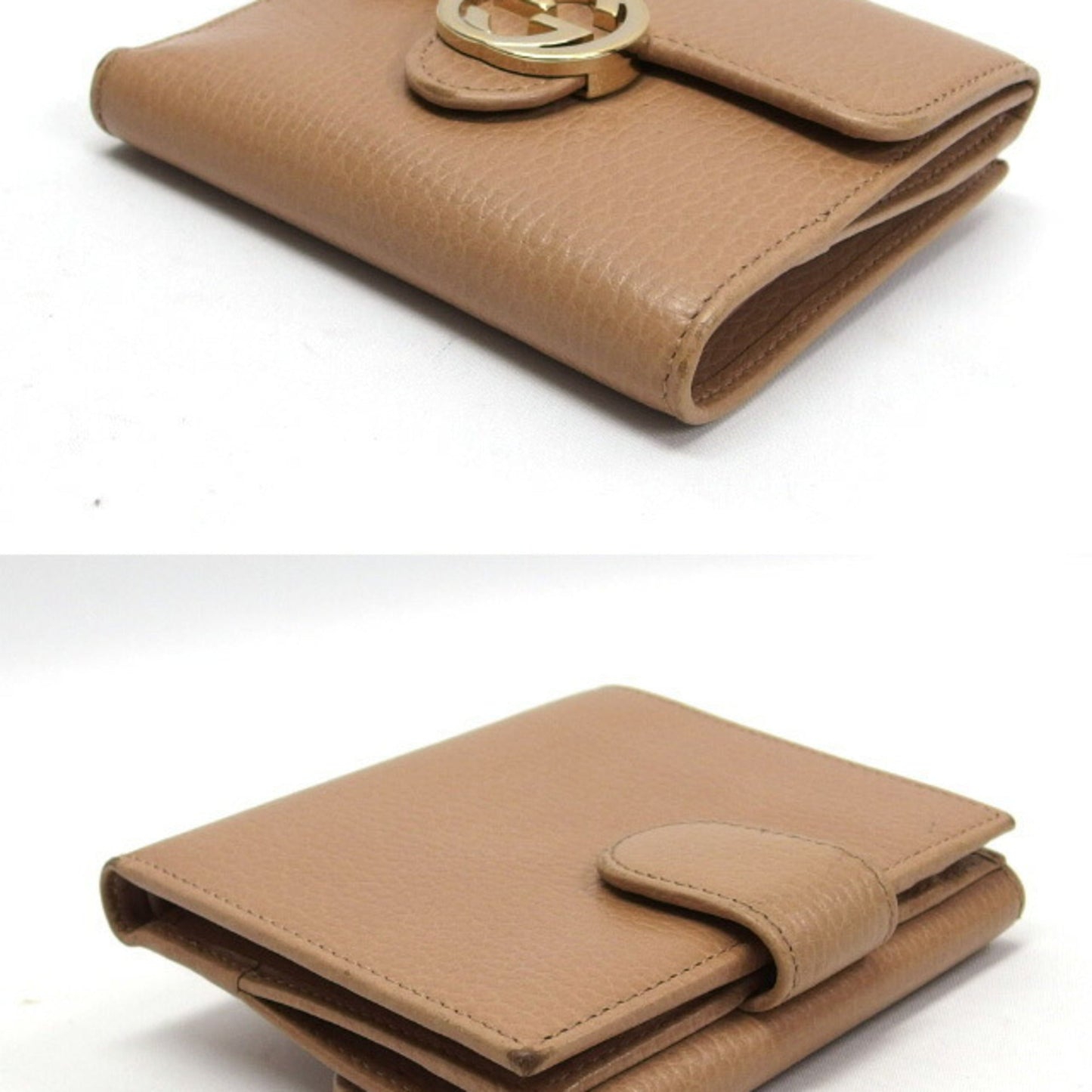 Gucci Beige Champagne Gold Leather Coin Purse/Coin Case