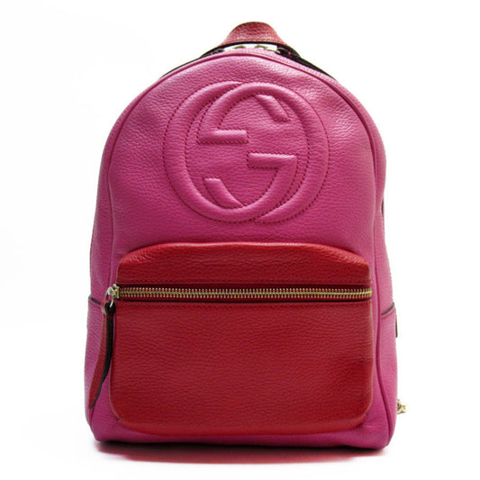 Gucci Red Color Metal Leather Backpack ()