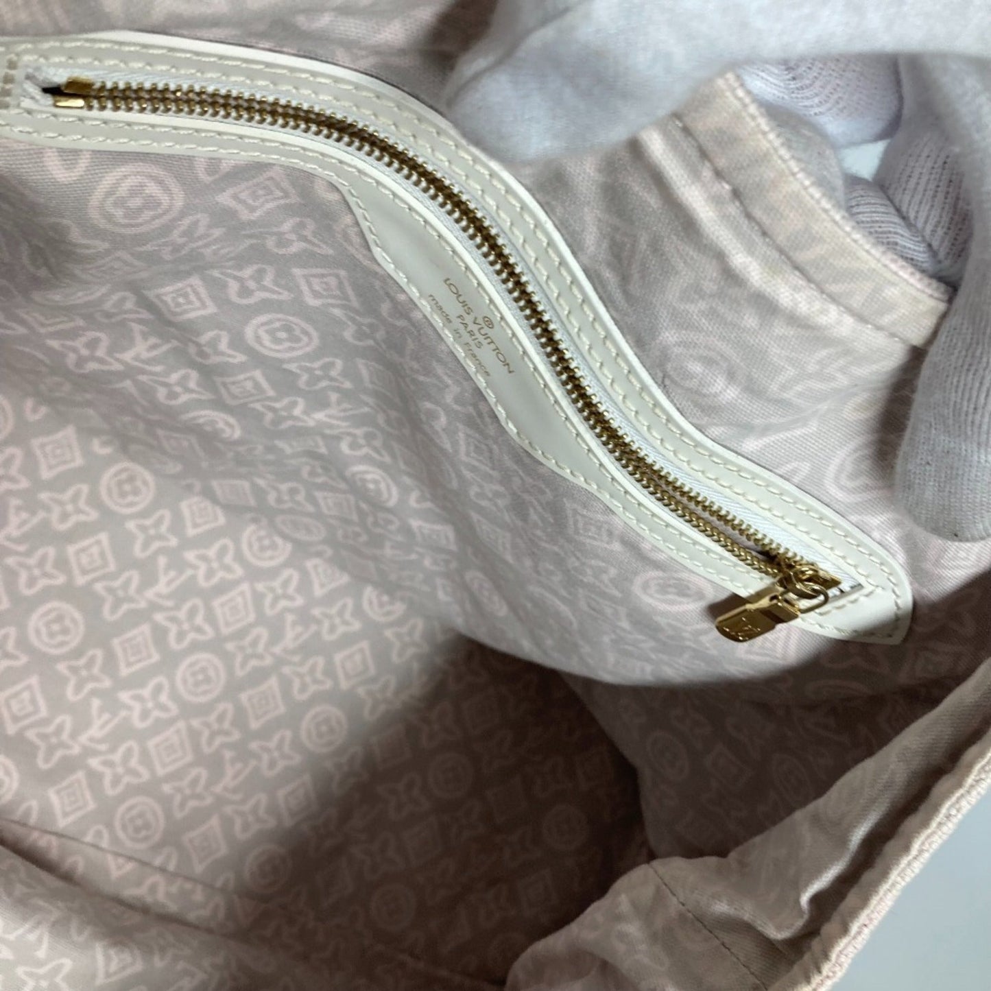 Louis Vuitton Pink White Cotton Shoulder Bag Tote Bag