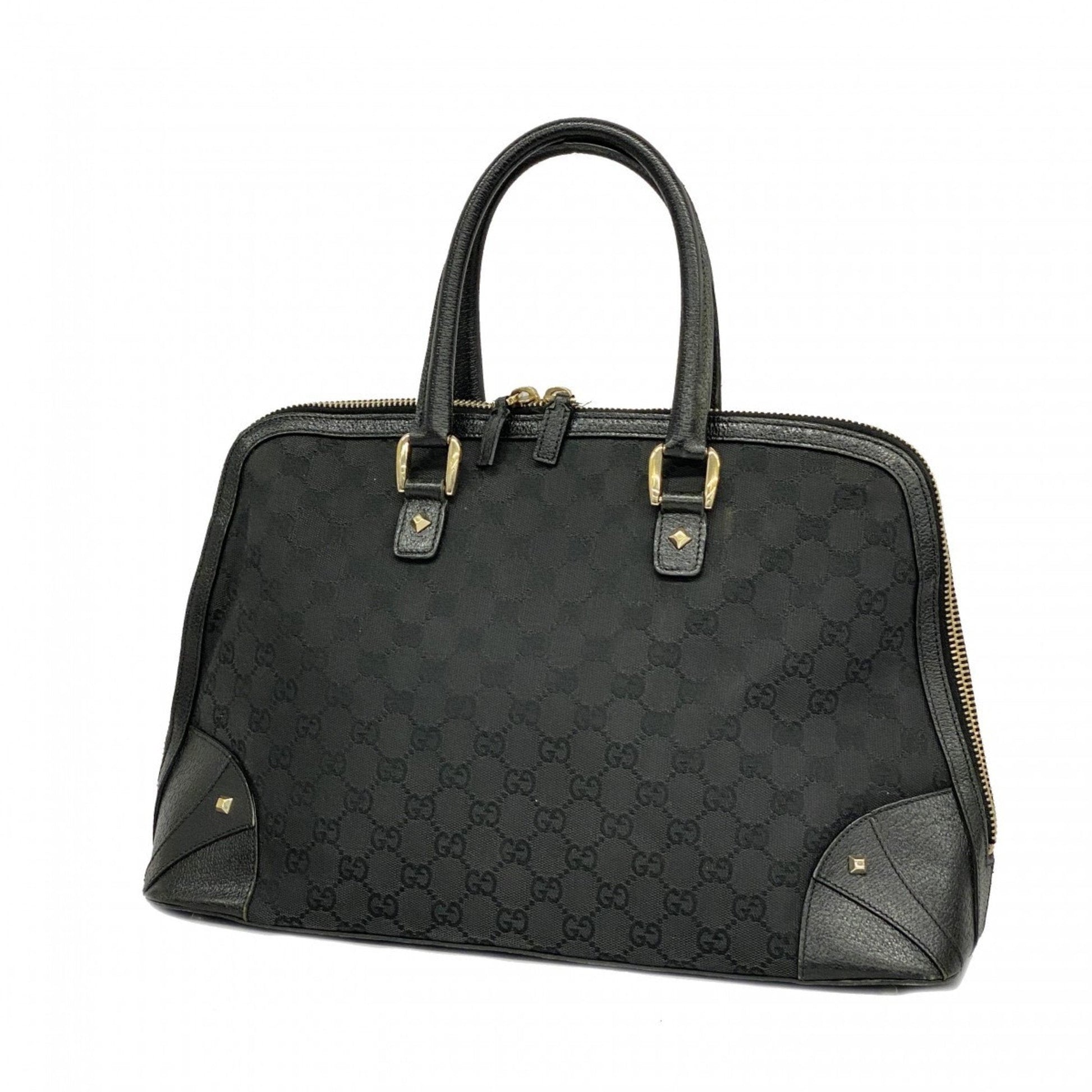 Gucci Black Canvas Leather Handbag ()