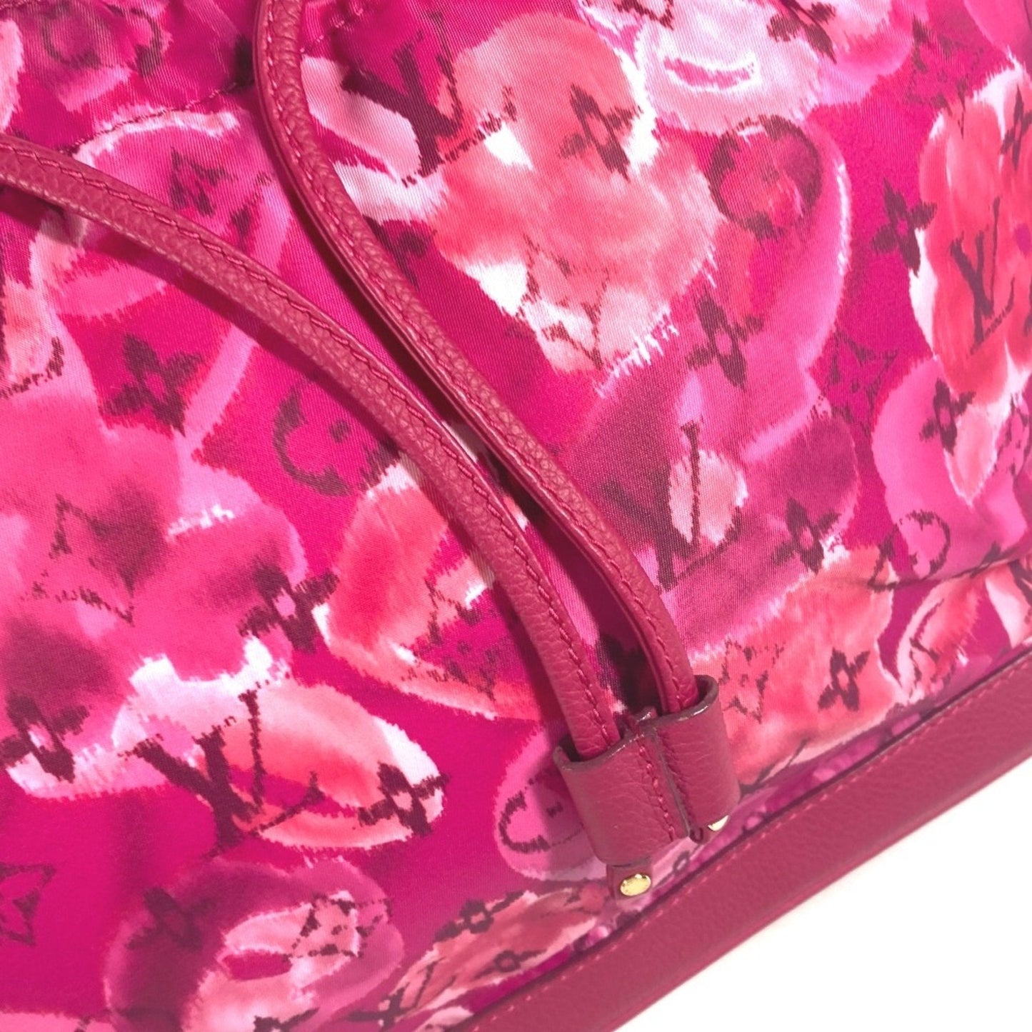 Louis Vuitton Indian Rose Pink Nylon Leather Shoulder Bag Tote Bag