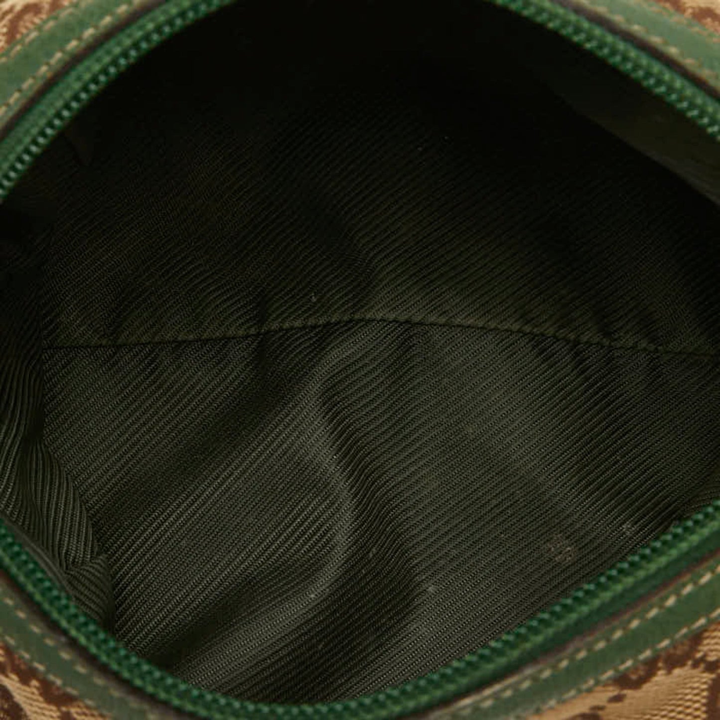 Gucci Beige Green Canvas Leather Pouch