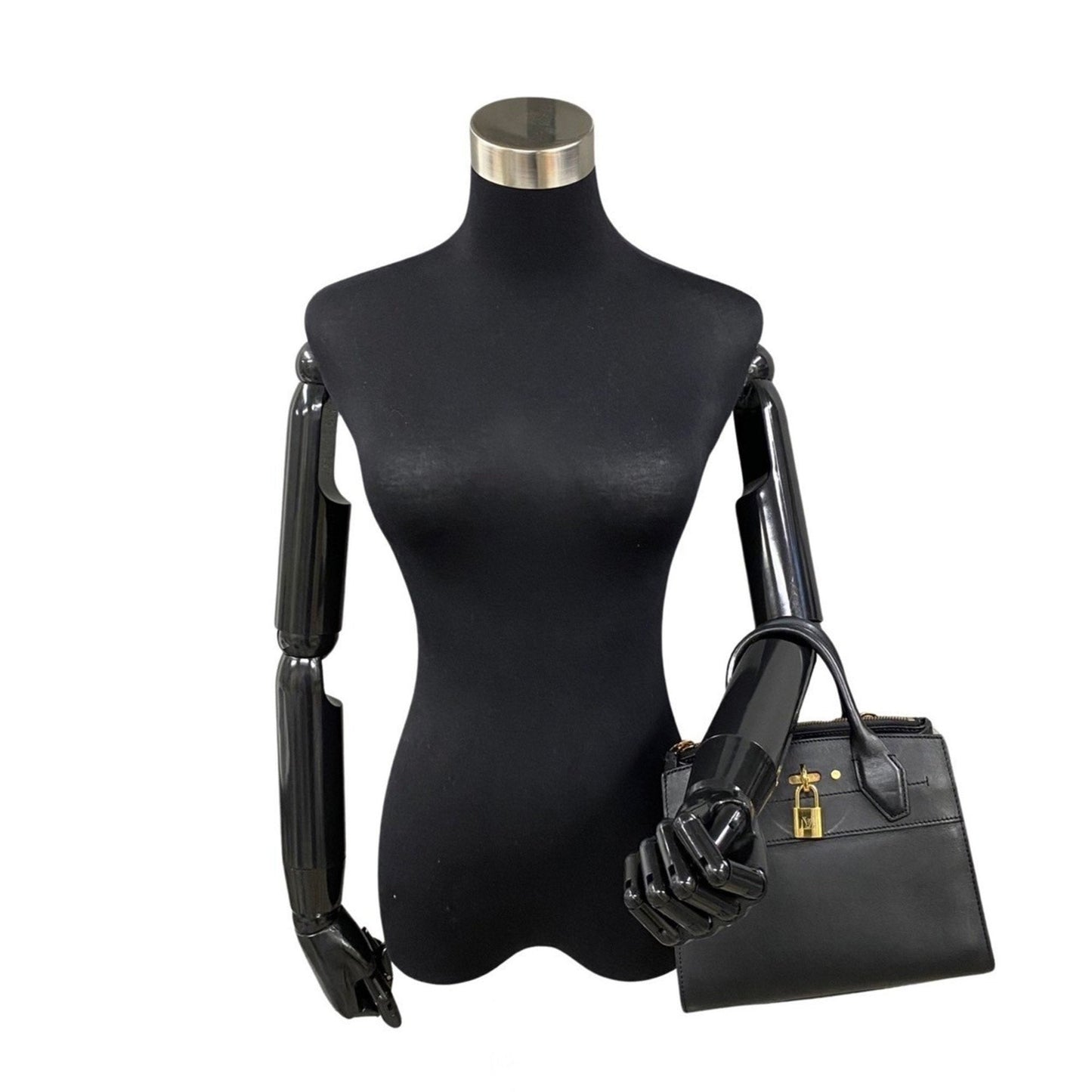 Louis Vuitton Black Leather Handbag Shoulder Bag