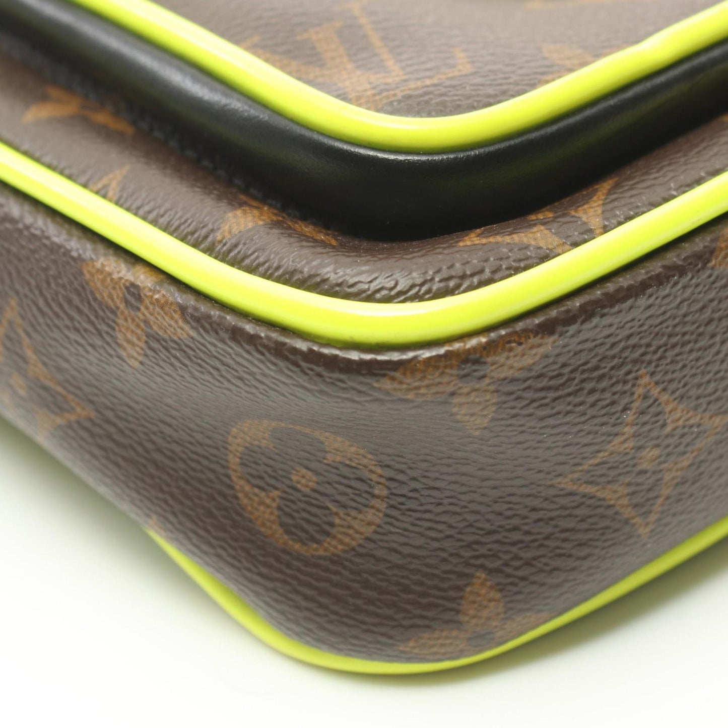 Louis Vuitton Black Brown Green Coated Canvas Leather Shoulder Bag