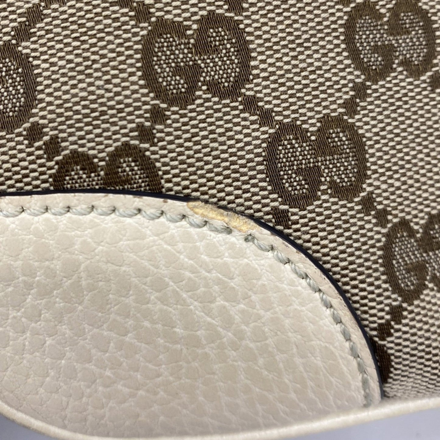 Gucci Brown White Canvas Shoulder Bag