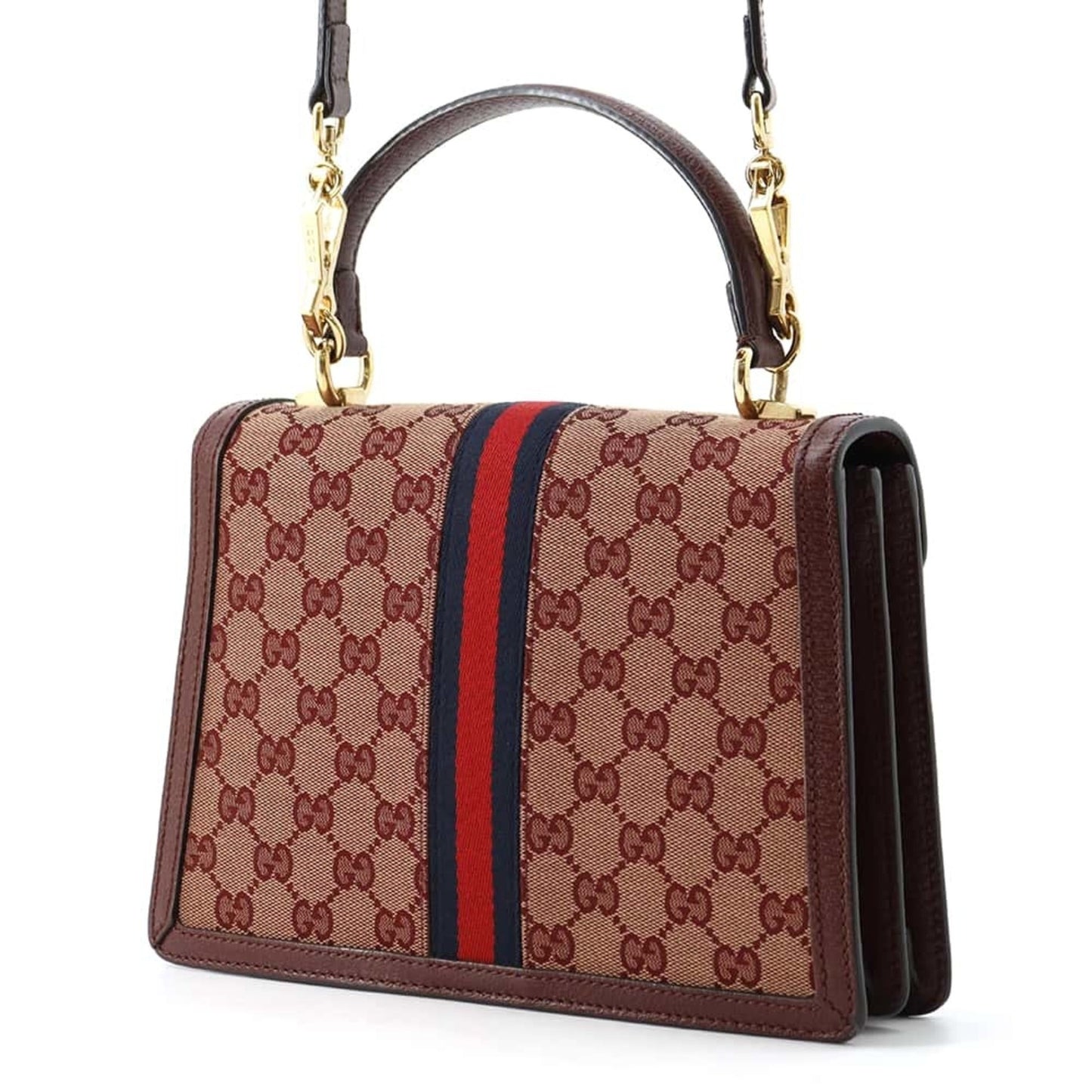 Gucci Bordeaux Canvas Leather Handbag Shoulder Bag