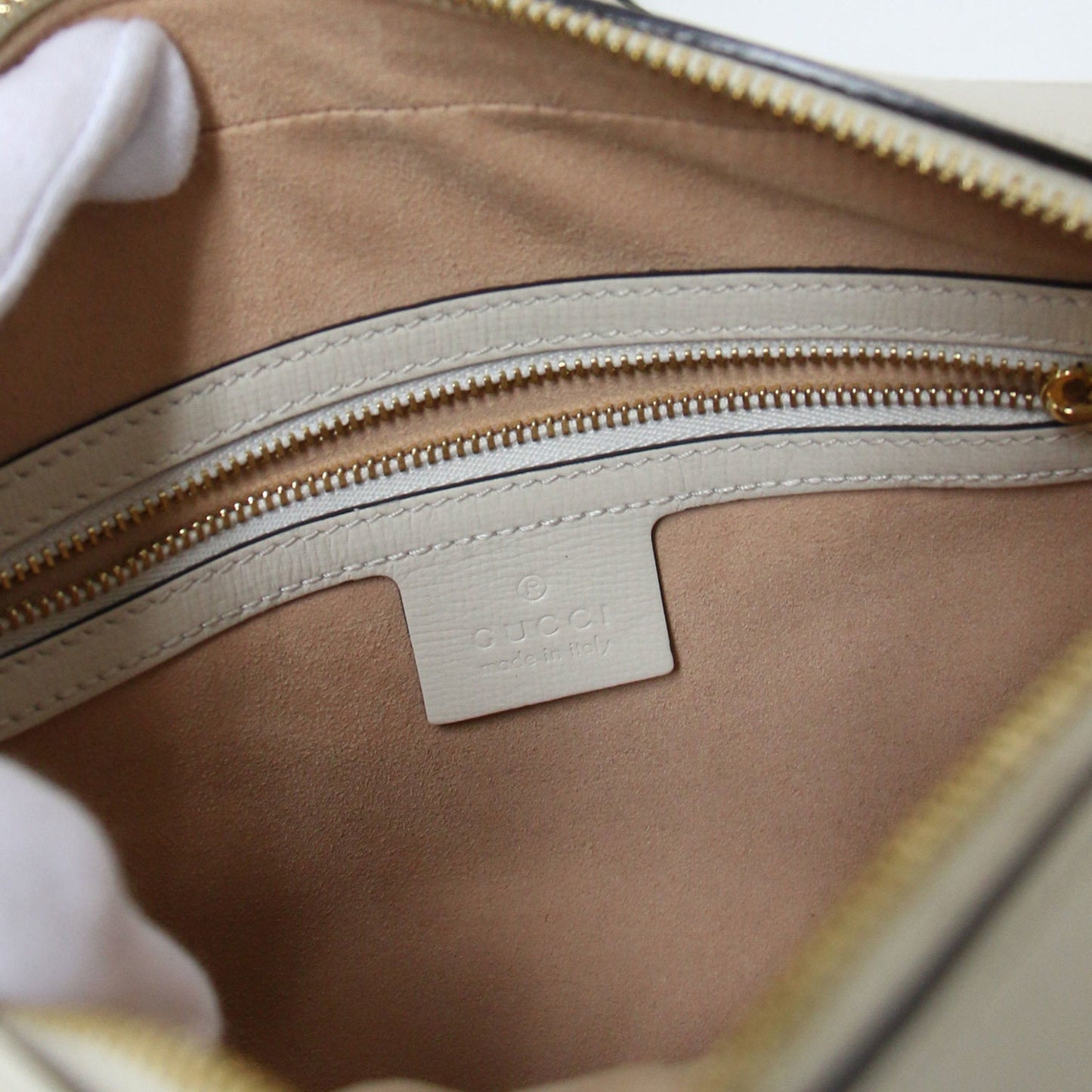 Gucci Horsebit Beige White Pvc Leather Shoulder Bag