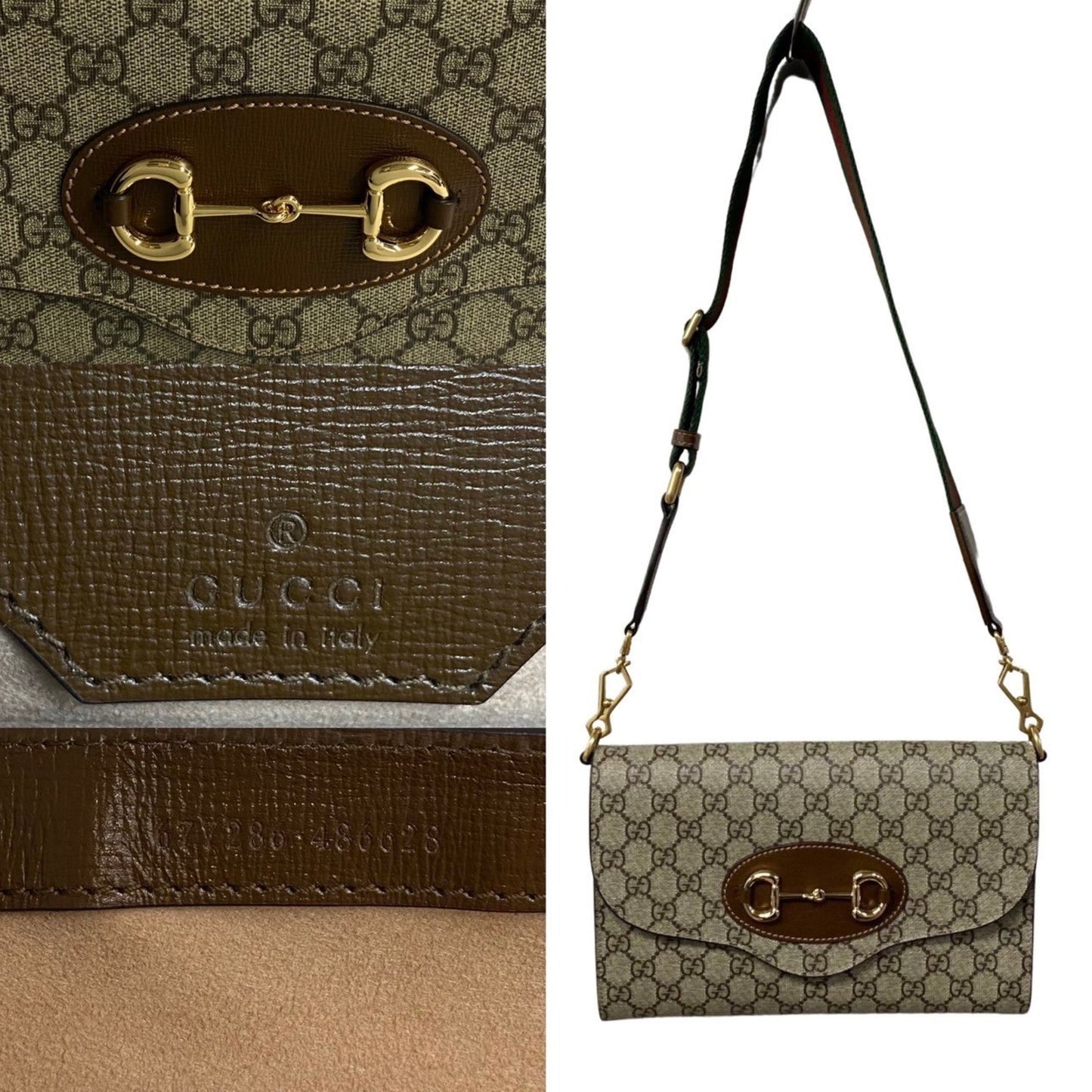 Gucci Brown Gold Pvc Leather Shoulder Bag