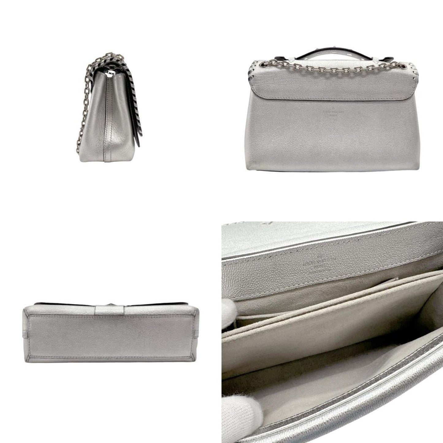 Louis Vuitton Silver Leather Handbag Shoulder Bag