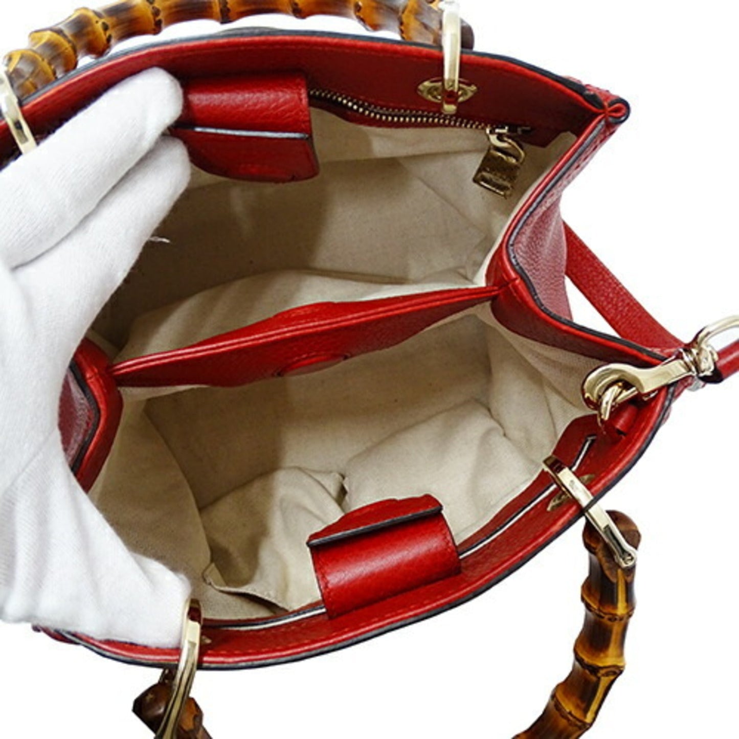 Gucci Red Color Leather Handbag Shoulder Bag