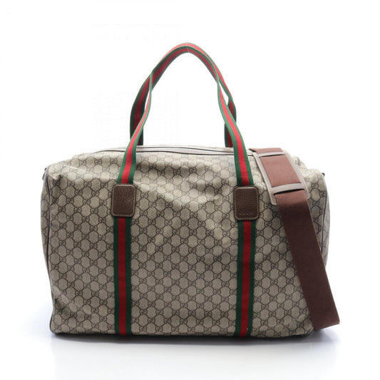 Gucci Beige Brown Multi-Color Pvc Coated Canvas Leather Boston Bag ()