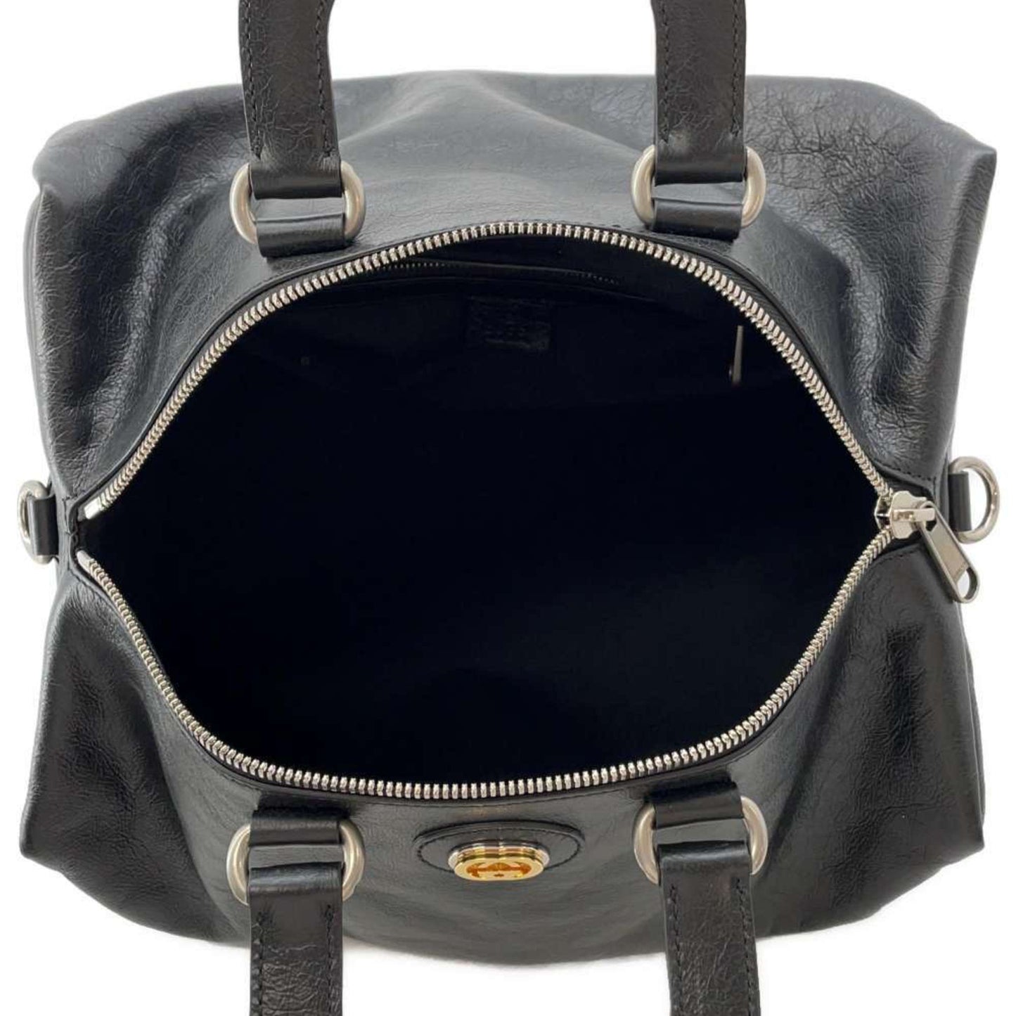 Gucci Black Leather Boston Bag Handbag Shoulder Bag