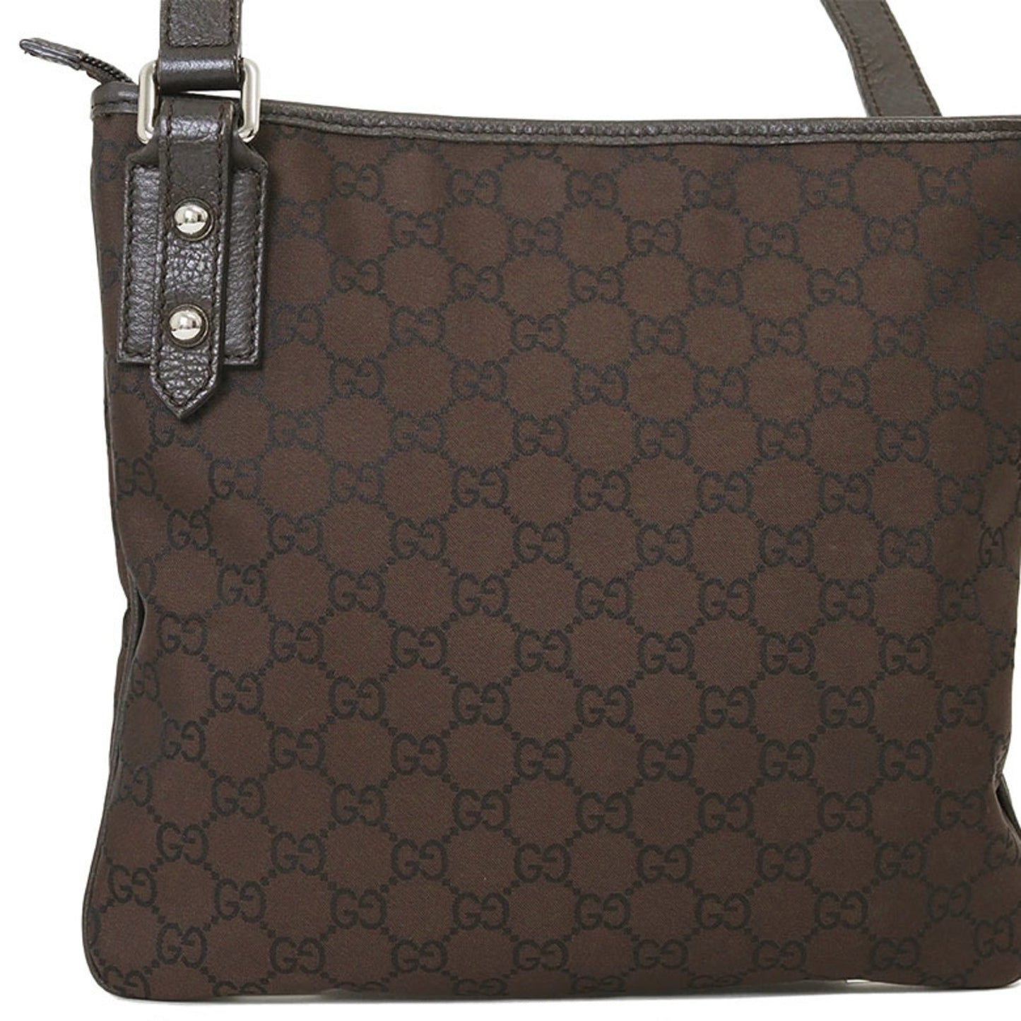 Gucci Brown Nylon Leather Shoulder Bag