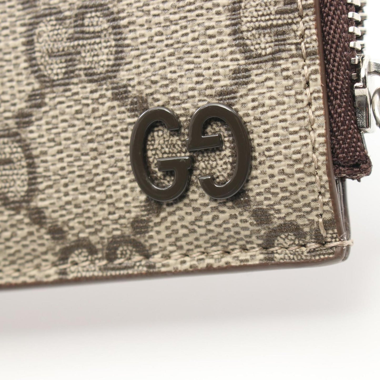 Gucci Beige Brown Coated Canvas Leather Coin Purse/Coin Case
