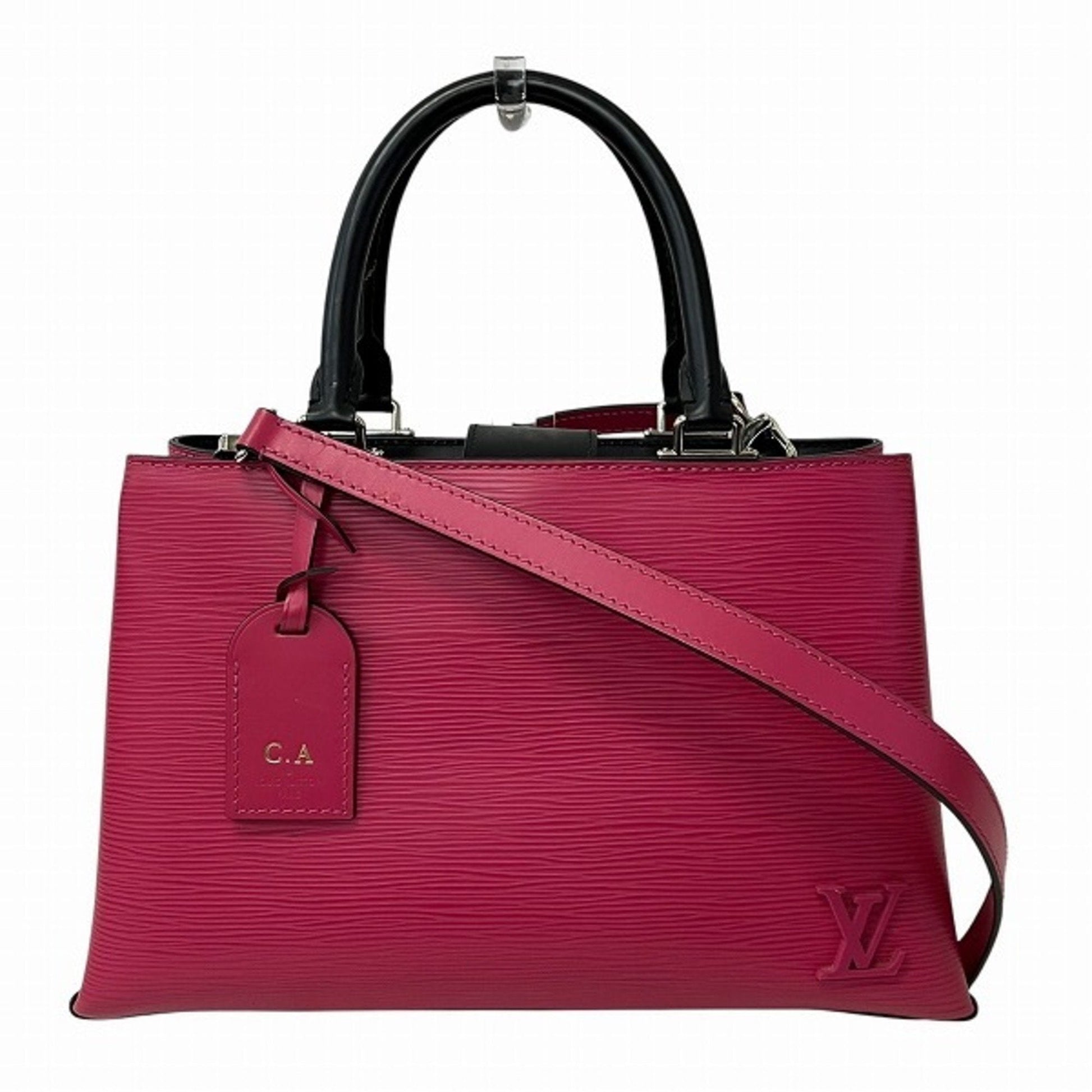 Louis Vuitton Epi Hot Pink Noir Handbag Shoulder Bag ()
