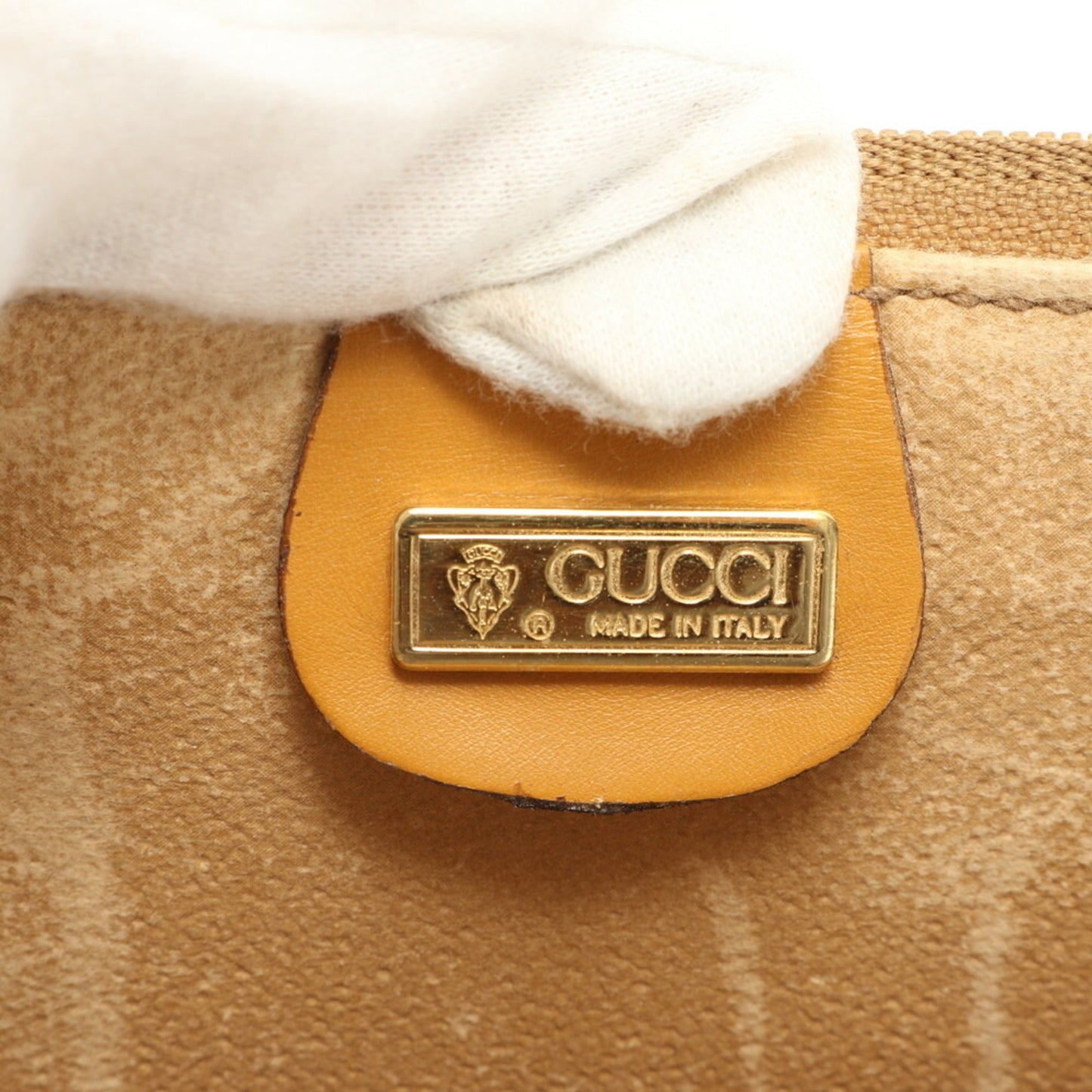 Gucci Brown Leather Coated Canvas Pouch